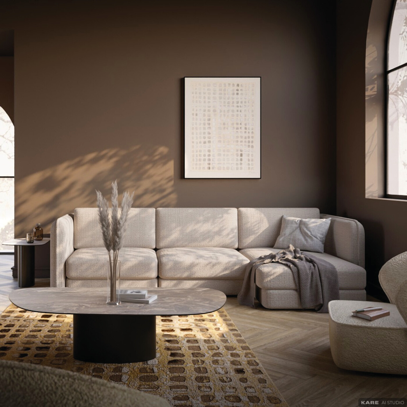 Диван правосторонний угловой Karma Creme Right от KARE Design