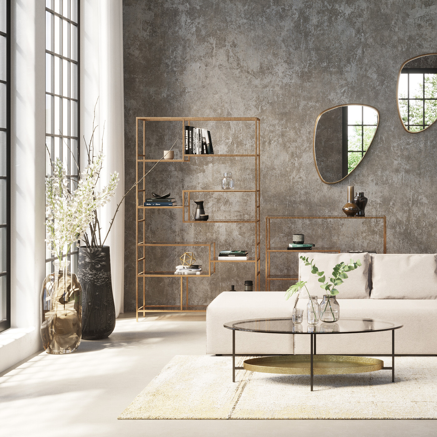 Стеллаж Loft Gold 195x115 см от KARE Design