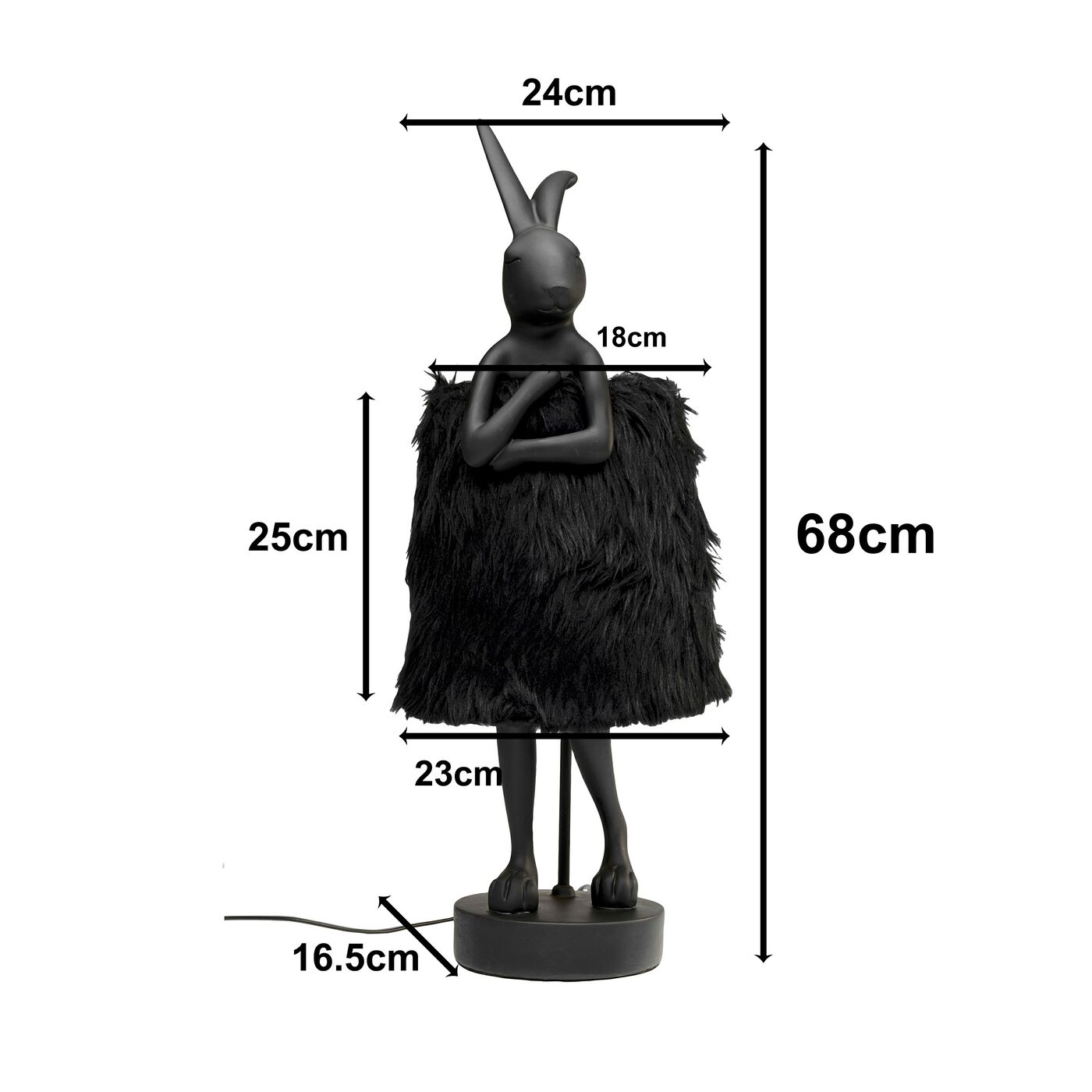 Светильник настольный Animal Rabbit Fur Black/Gold 68cm от KARE Design