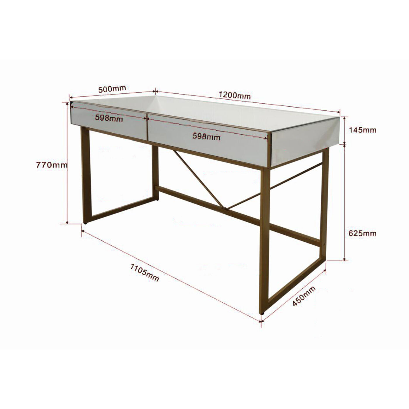 Стол письменный Soran Gold 120x50 см от KARE Design