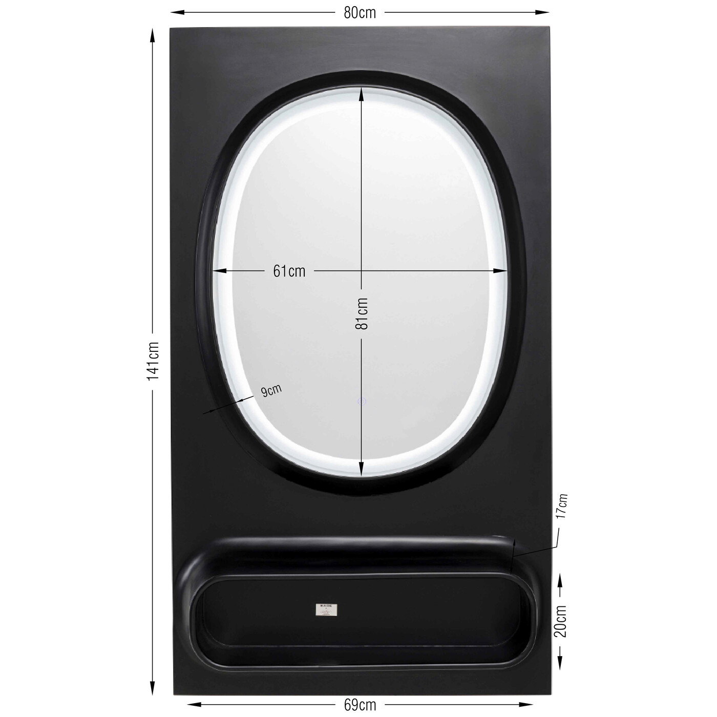 Зеркало настенное  KARE x Karim Rashid Aero LED Black 80x141 см от KARE Design