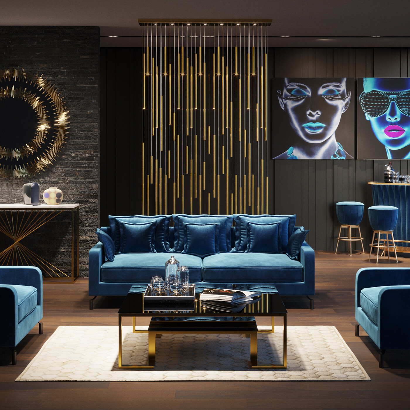 Светильник подвесной Living Vegas Deluxe Brass LED от KARE Design