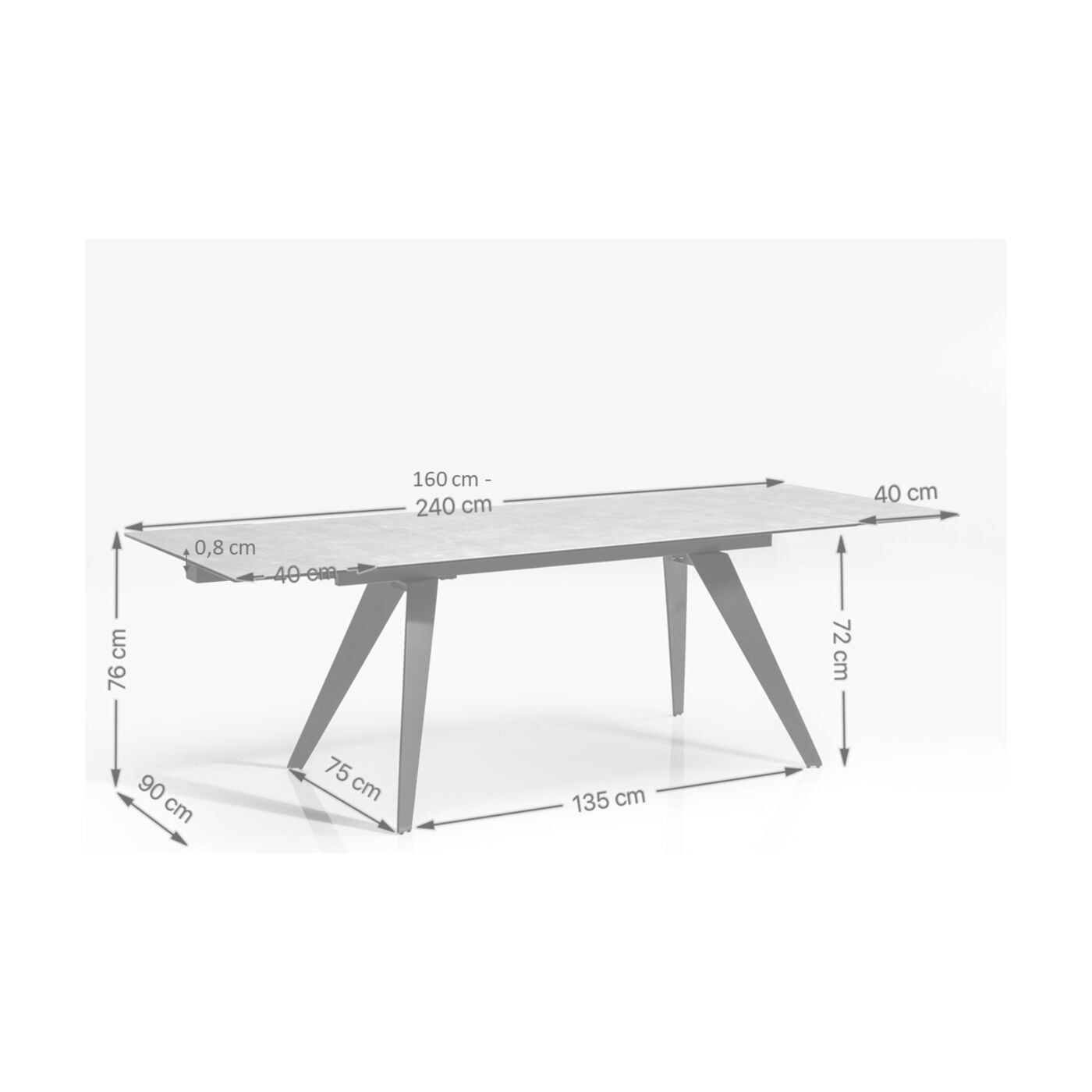 Стол раздвижной Amsterdam Dark160(40+40)x90 см от KARE Design