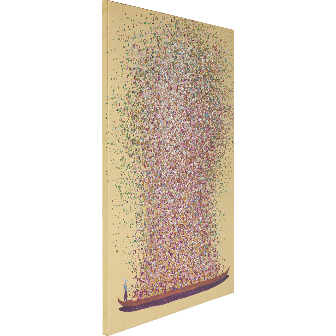 Картина Flower Boat Gold Pink «Лодка с цветами» 100x80 см, Розовый от KARE Design