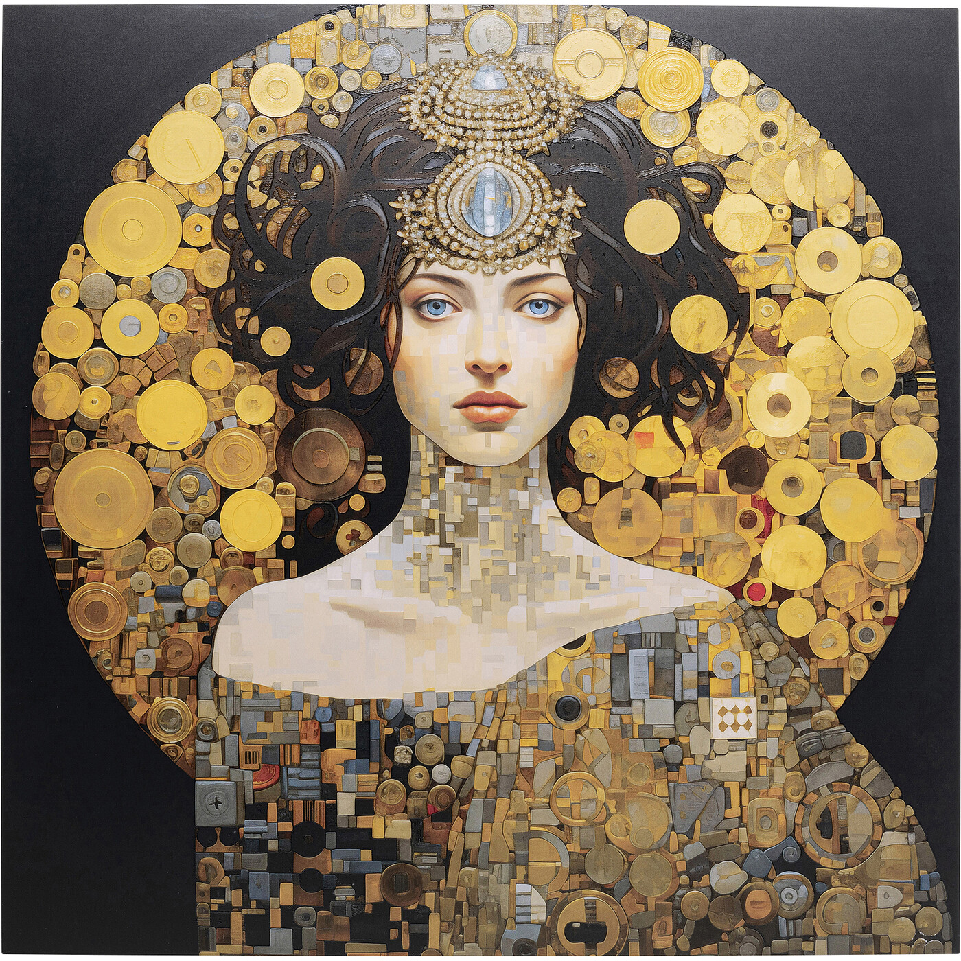 Картина стеклянная Art Nouveau Lady 3D «Женщина в стиле ар-нуво» 120x120 см от KARE Design