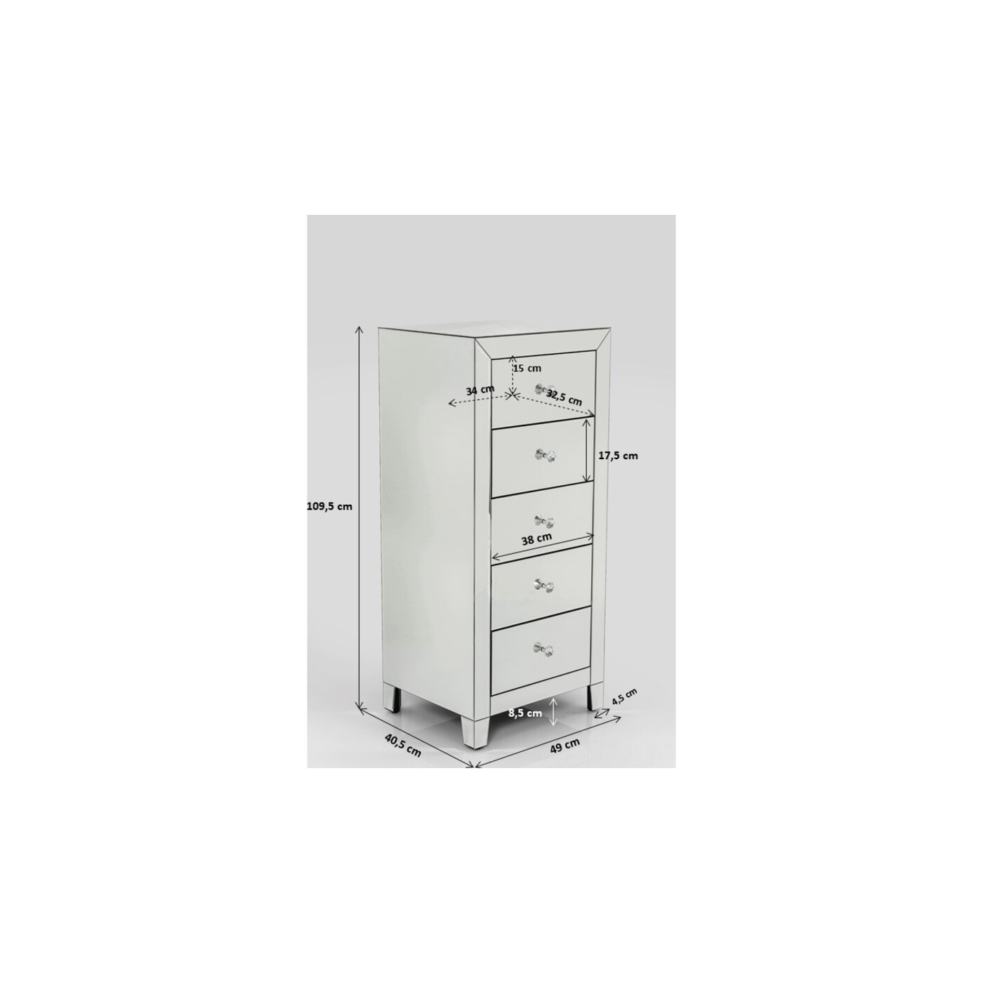 Комод высокий Luxury 5 ящиков от KARE Design