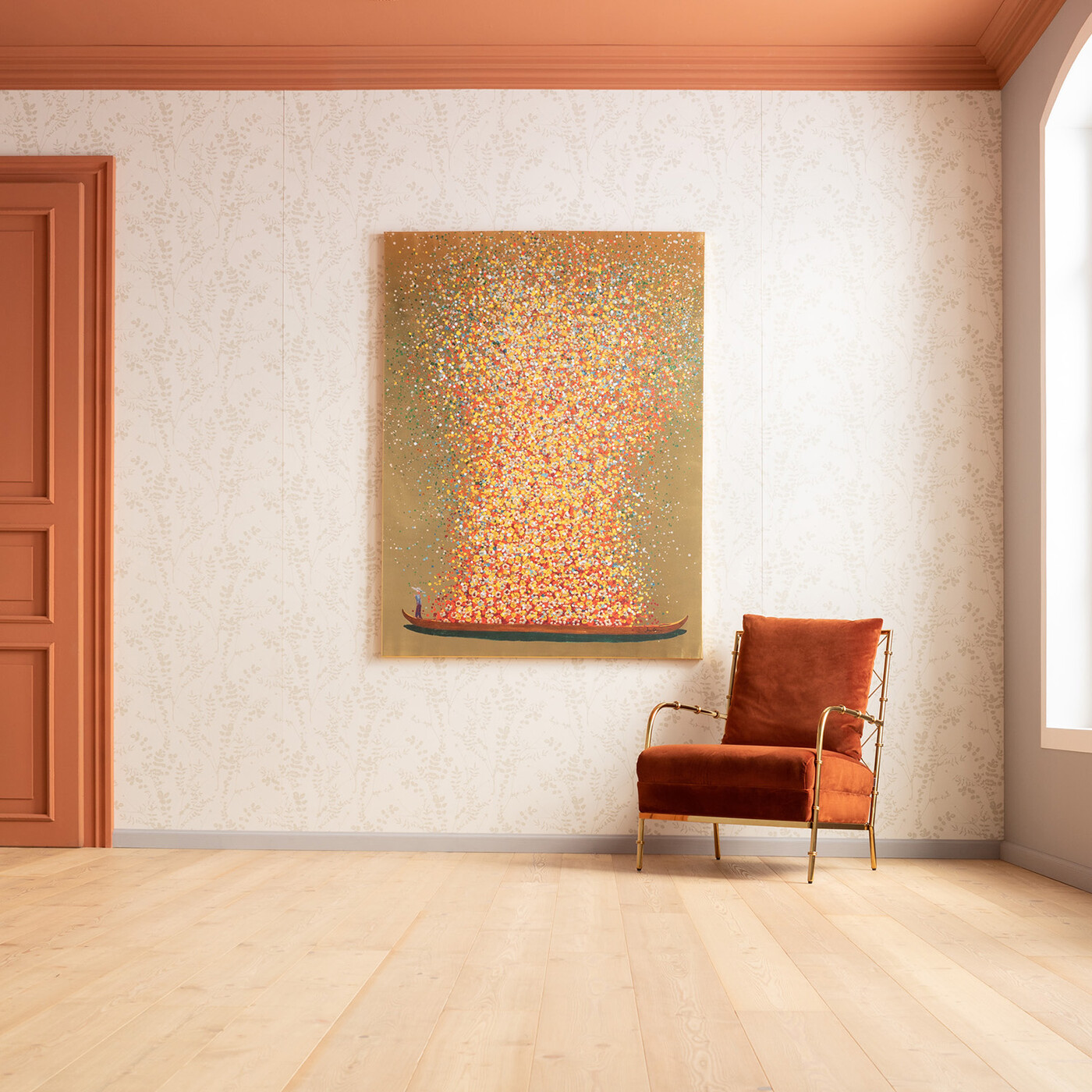 Картина Flower Boat Gold Red 160x120 см от KARE Design
