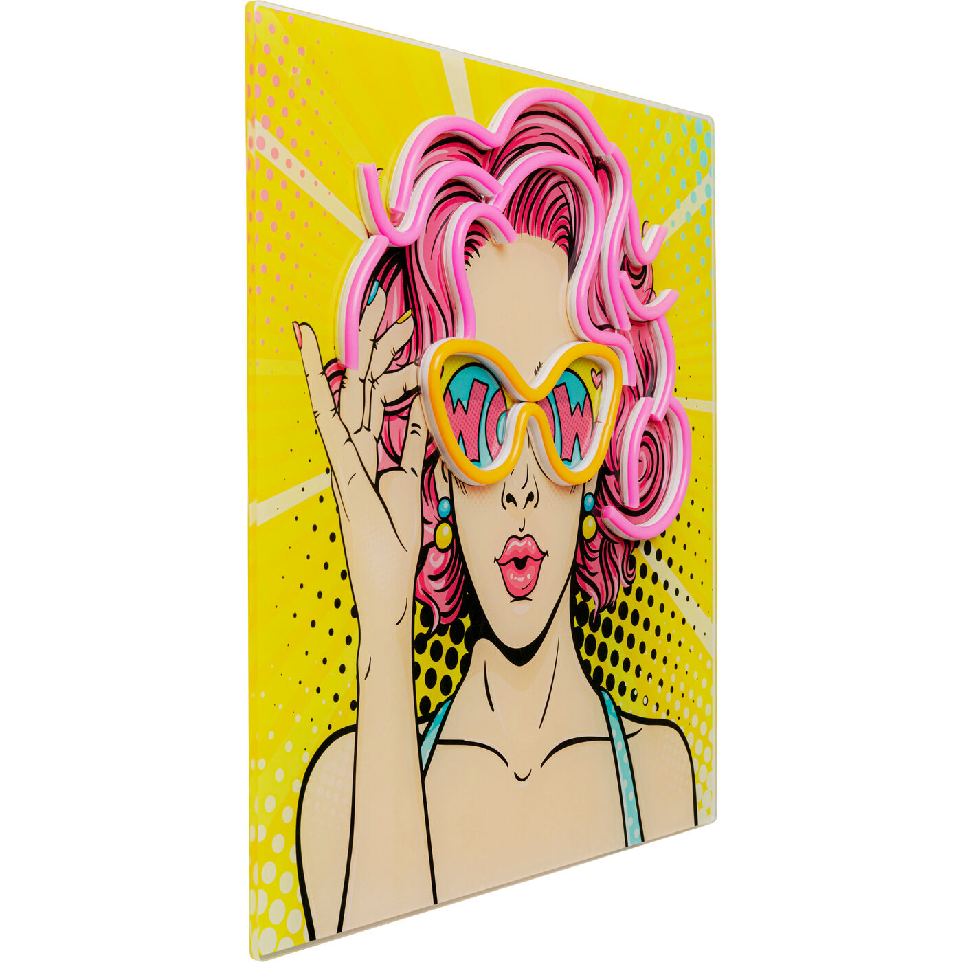 Картина стеклянная Beauty LED «Поп-арт портрет» 39x39 см от KARE Design