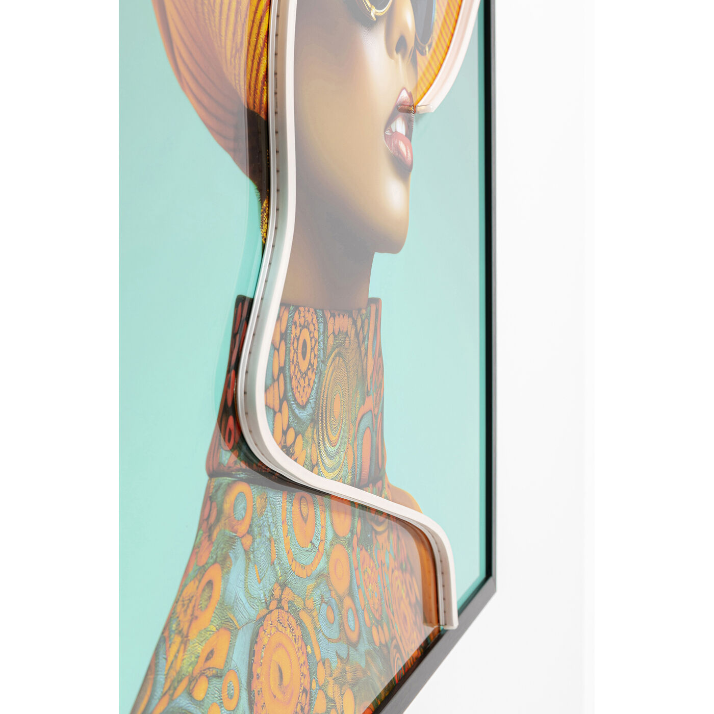 Картина Sun Hat Woman Yellow LED «Дама в жёлтой шляпе» 80x80 см от KARE Design