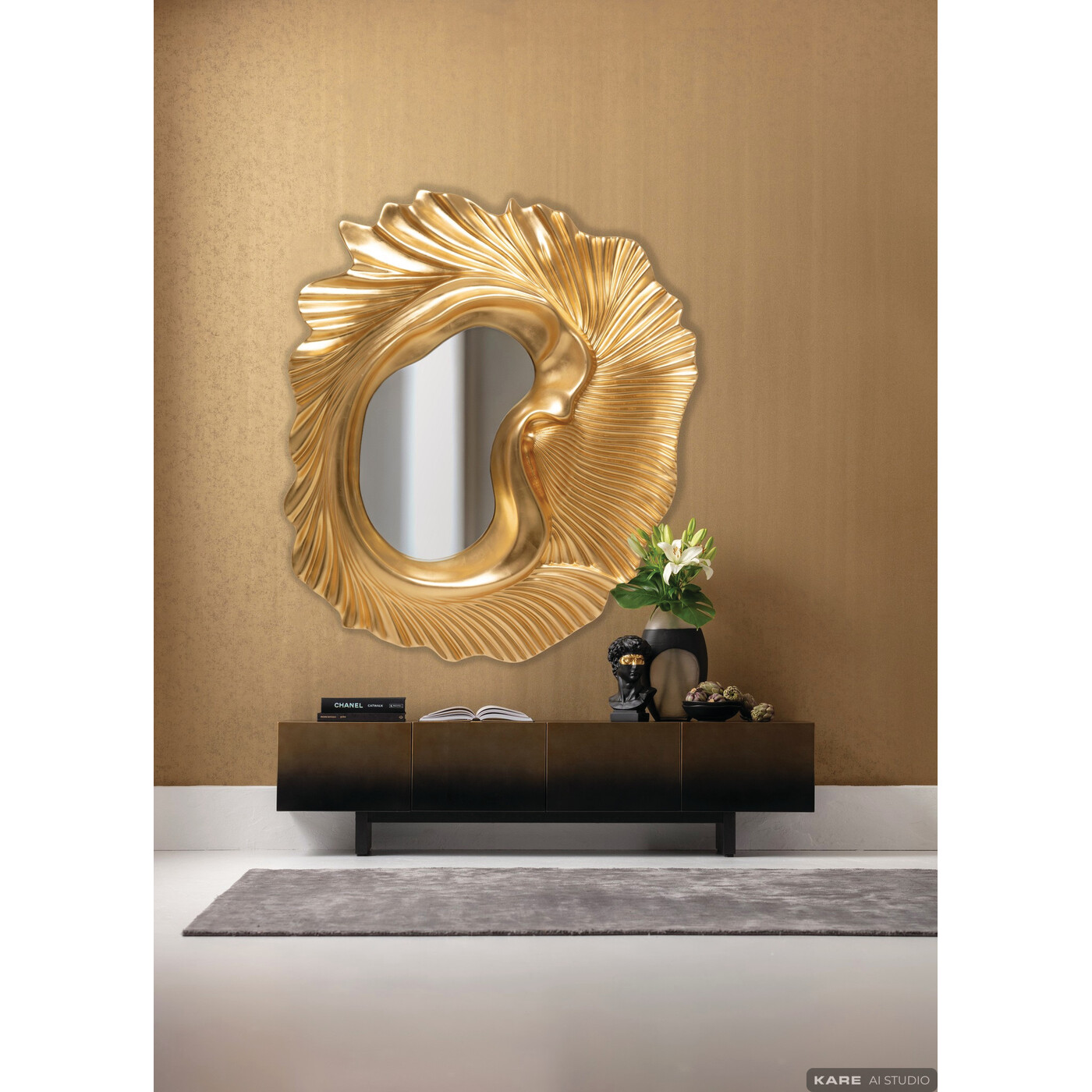 Зеркало настенное Orecchio Gold 162x146cm от KARE Design
