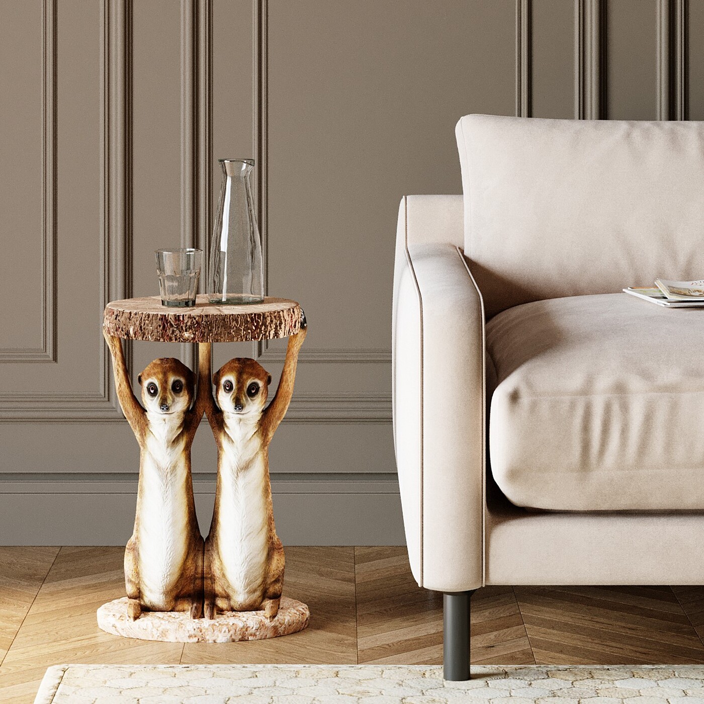 Стол приставной Animal Meerkat Sisters "Сурикаты" Ø33 см от KARE Design