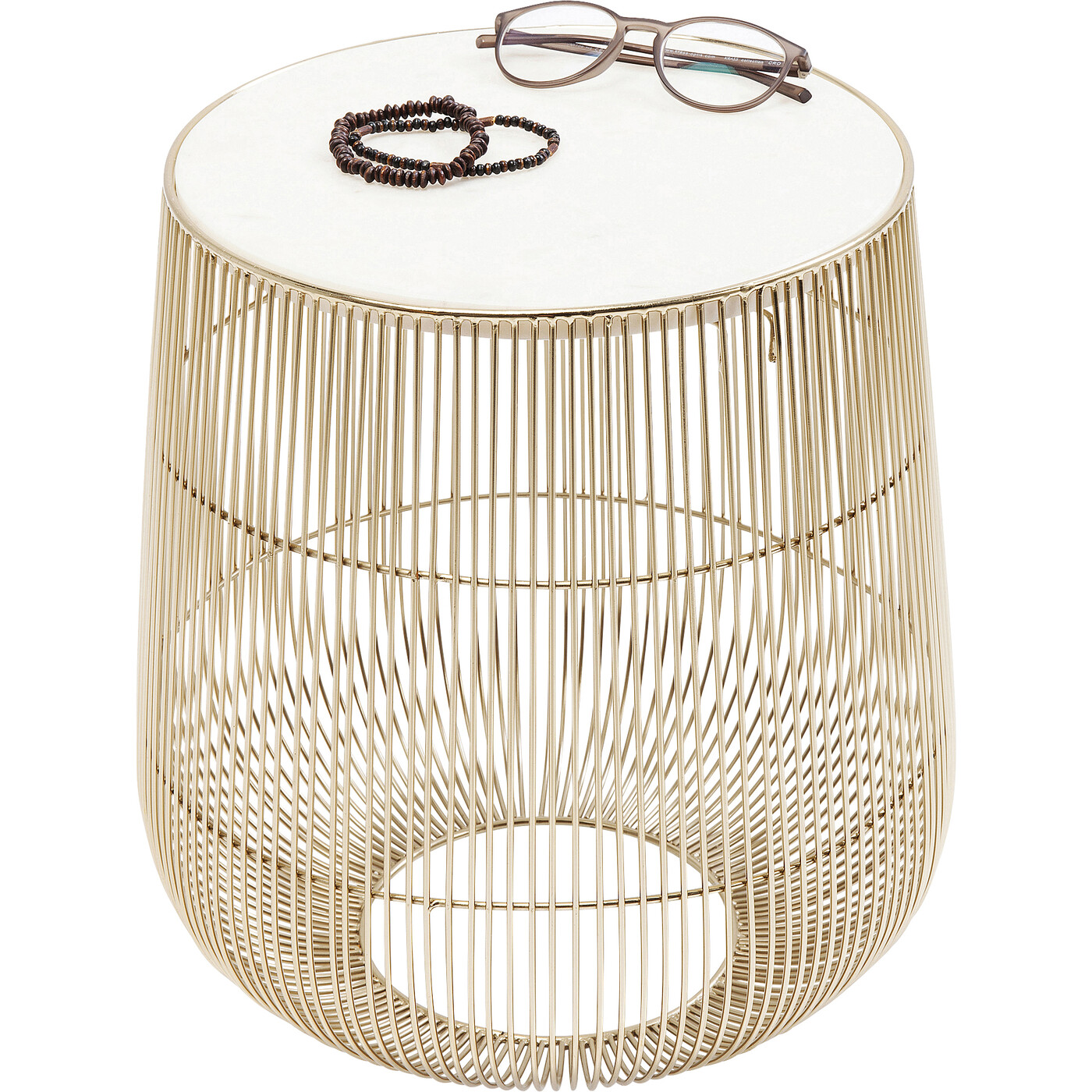 Стол приставной Beam White Marble Brass Ø32 см от KARE Design