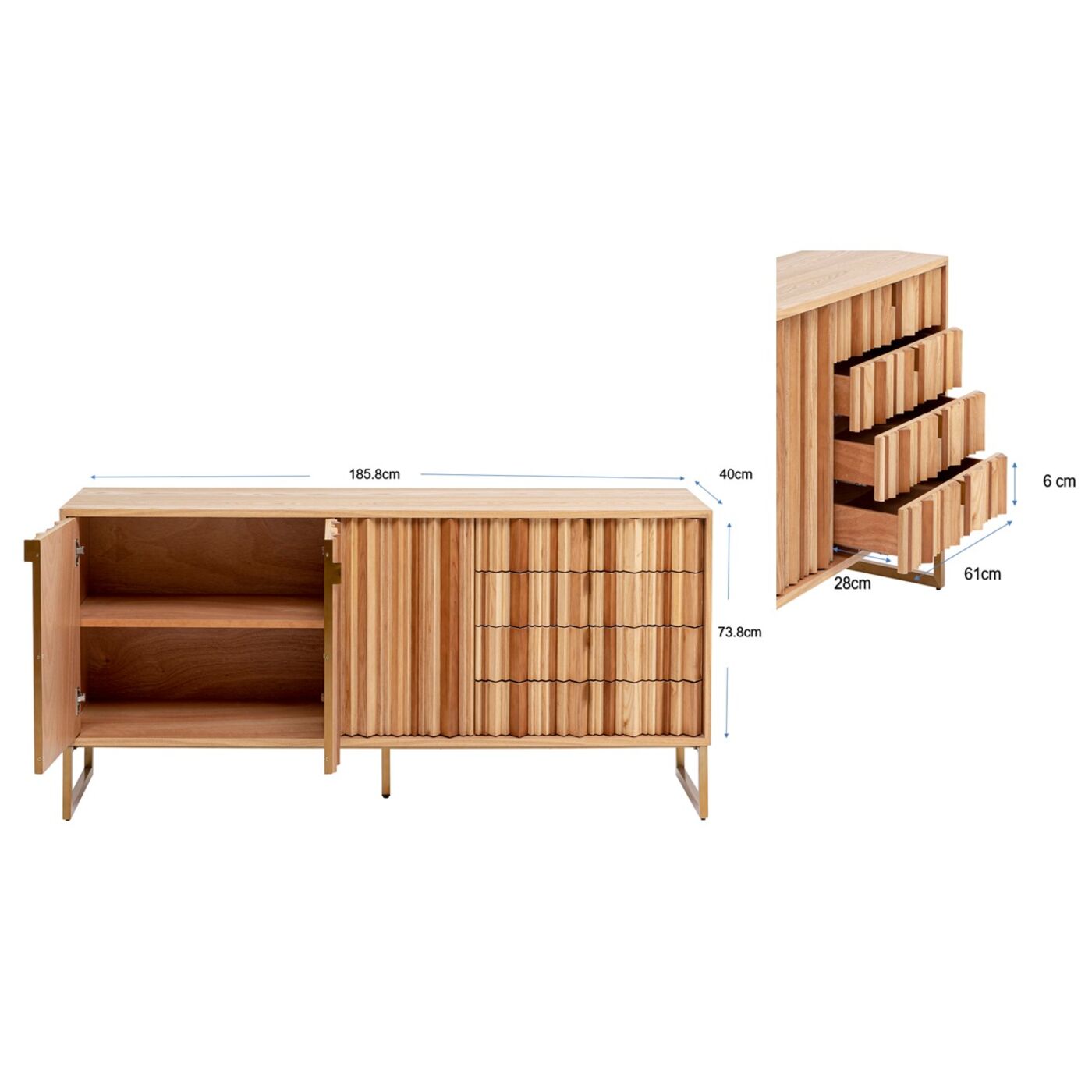 Комод широкий Oriols Nature 186x74 см от KARE Design