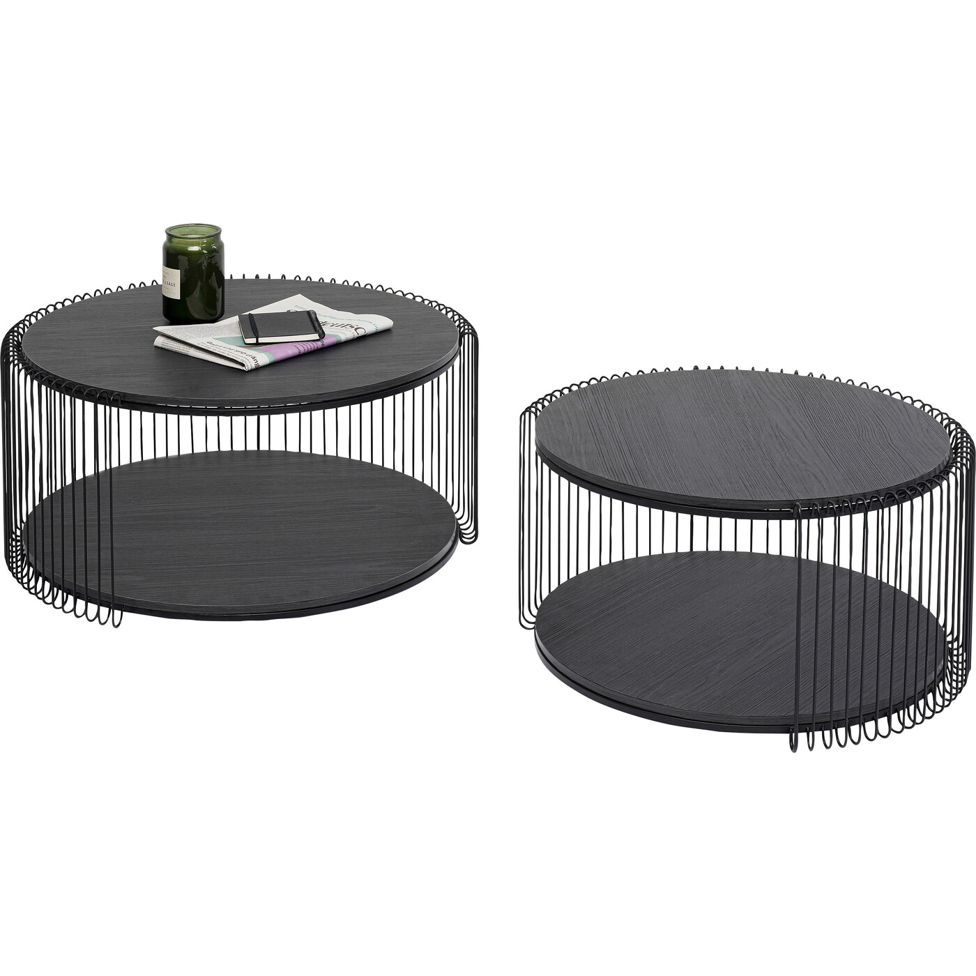 Стол кофейный Wire Double Black Wood (2 шт) от KARE Design