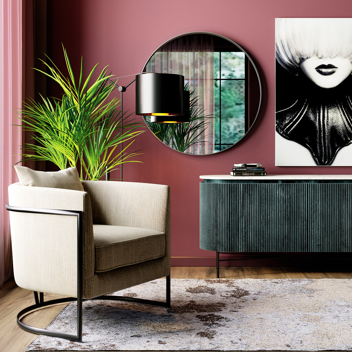 Зеркало Curvy Chrome Look Ø100 см от KARE Design