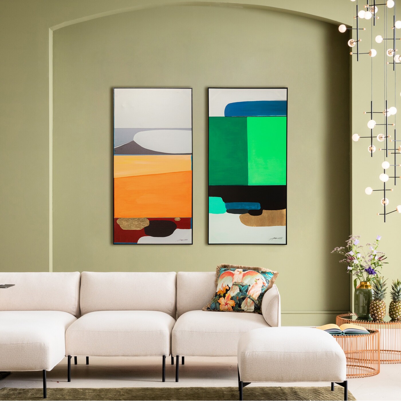 Картина в раме Abstract Shapes Orange «Абстрактные формы» 73x143 см, Оранжевый от KARE Design