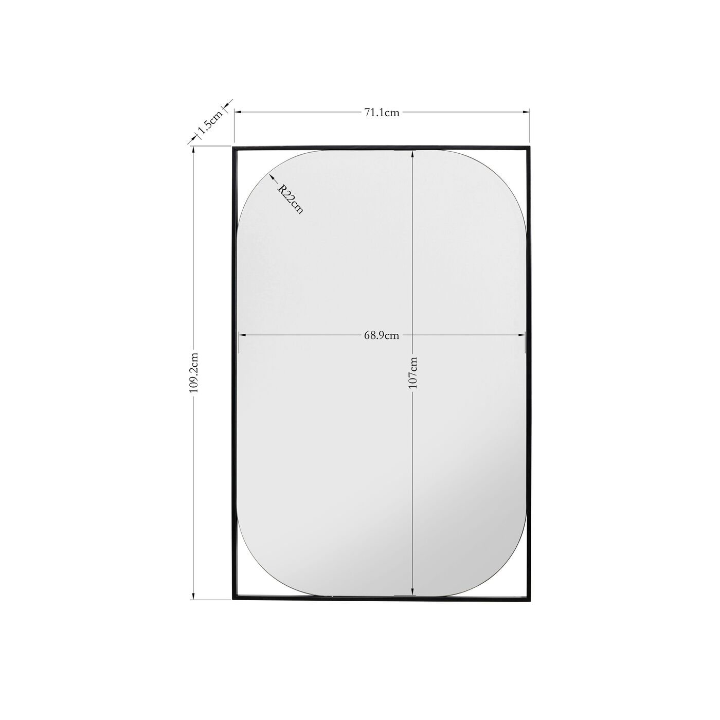 Зеркало настенное Bonita Black 71x109 см от KARE Design