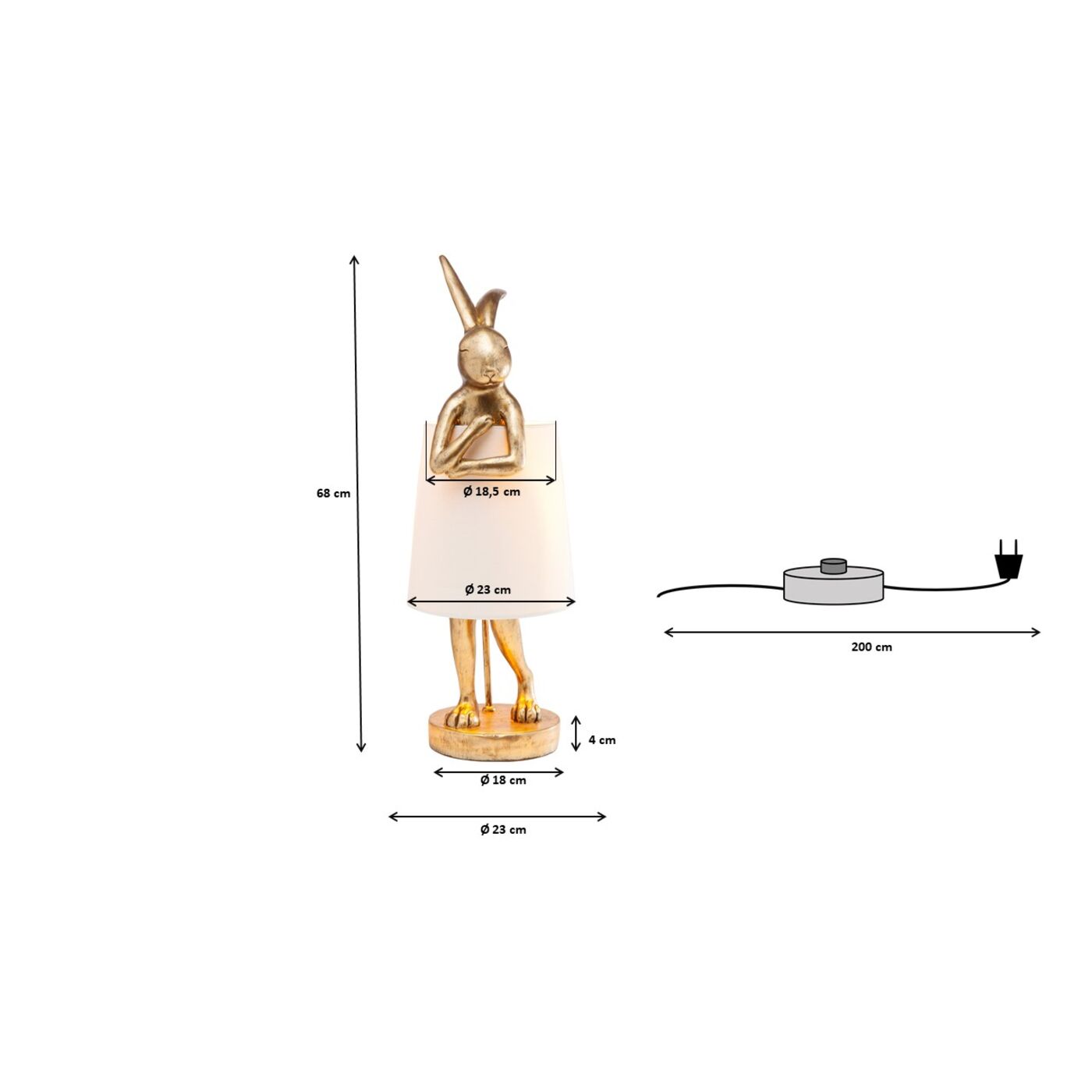 Светильник настольный Animal Rabbit Gold 68 см от KARE Design