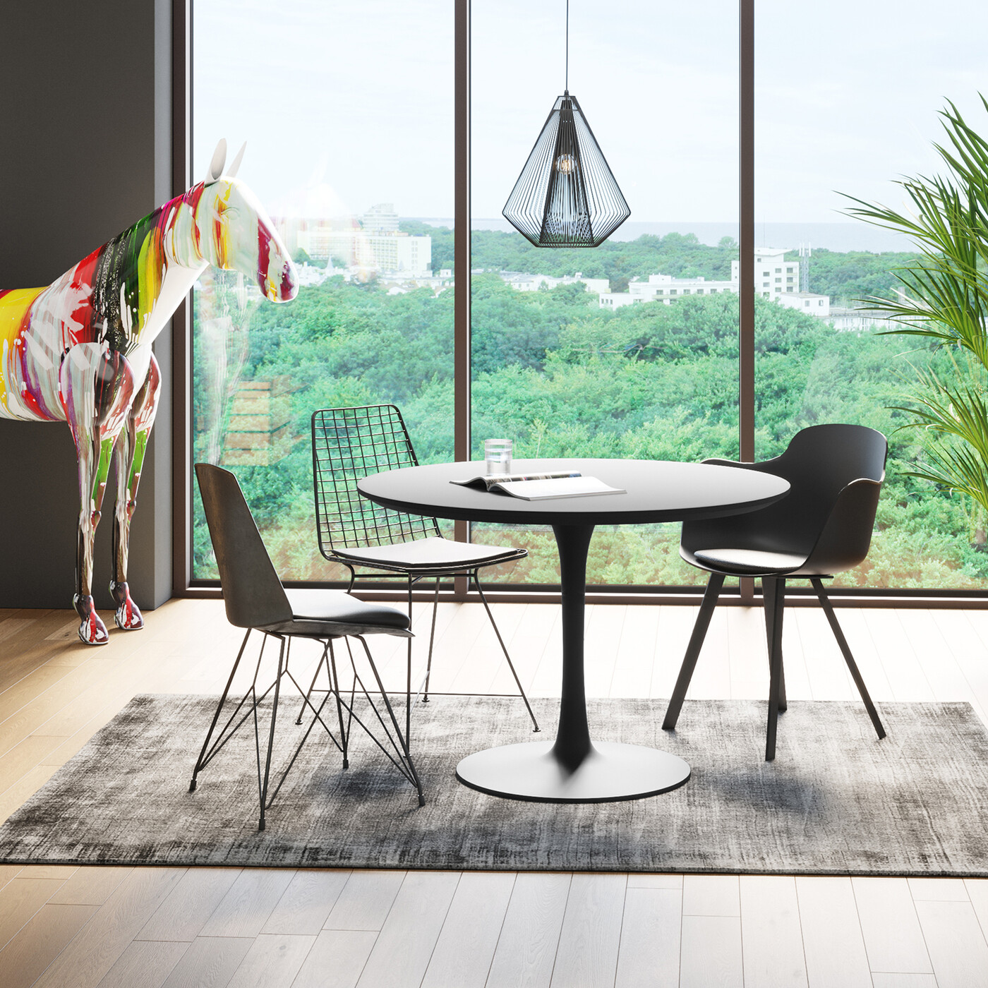 Стол Schickeria Black Ø110 см от KARE Design