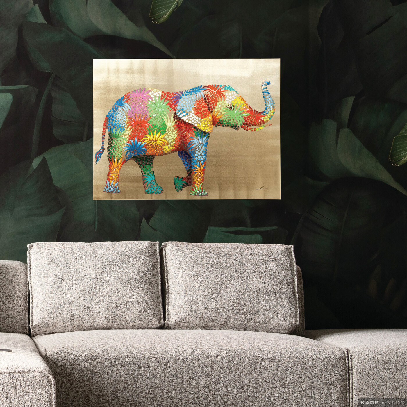 Картина на холсте Flower Elefant «Слон с цветами» 50x40 см от KARE Design