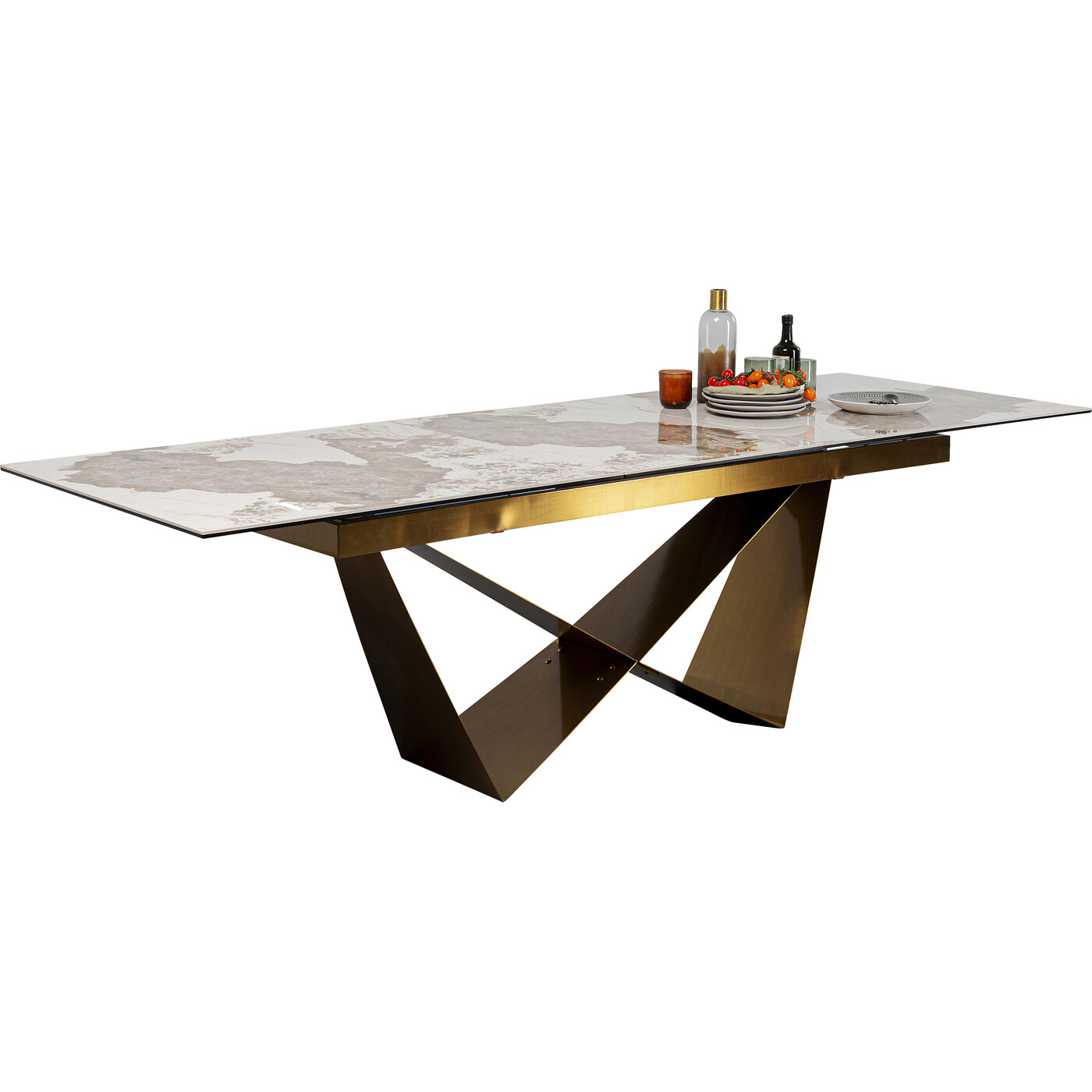 Стол обеденный раздвижной Connesso Brass 200(+60)x100 см от KARE Design