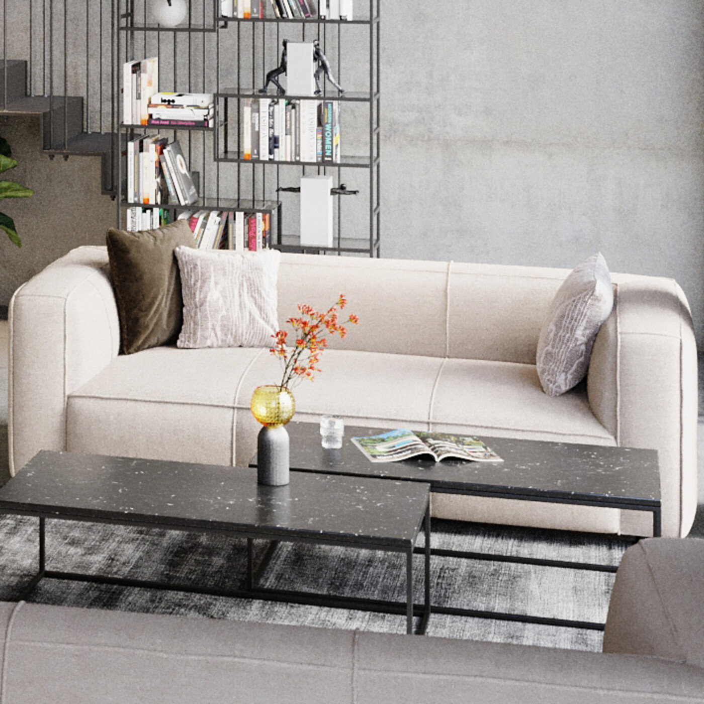 Диван трехместный Cubetto 3-Seater Cream 220 см от KARE Design