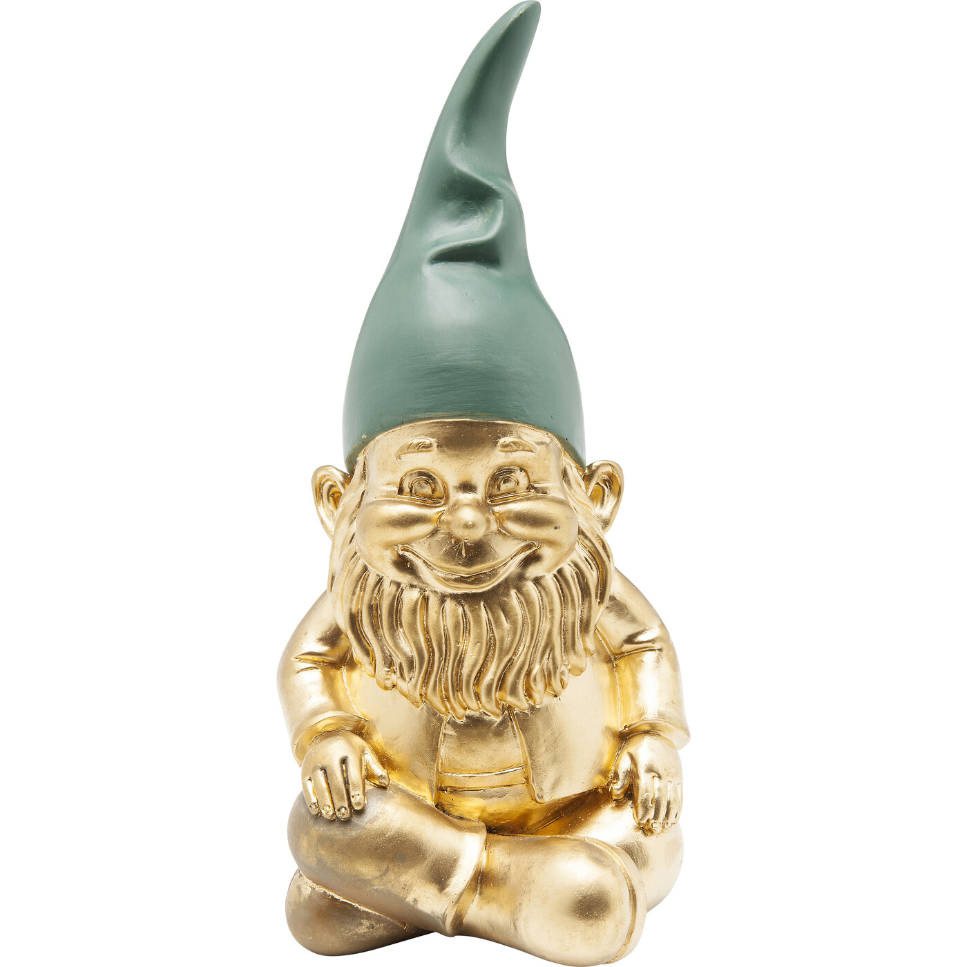 Фигура декоративная Zwerg Sitting Gold Green «Сидячий золото-зелёный гном» 19 см от KARE Design