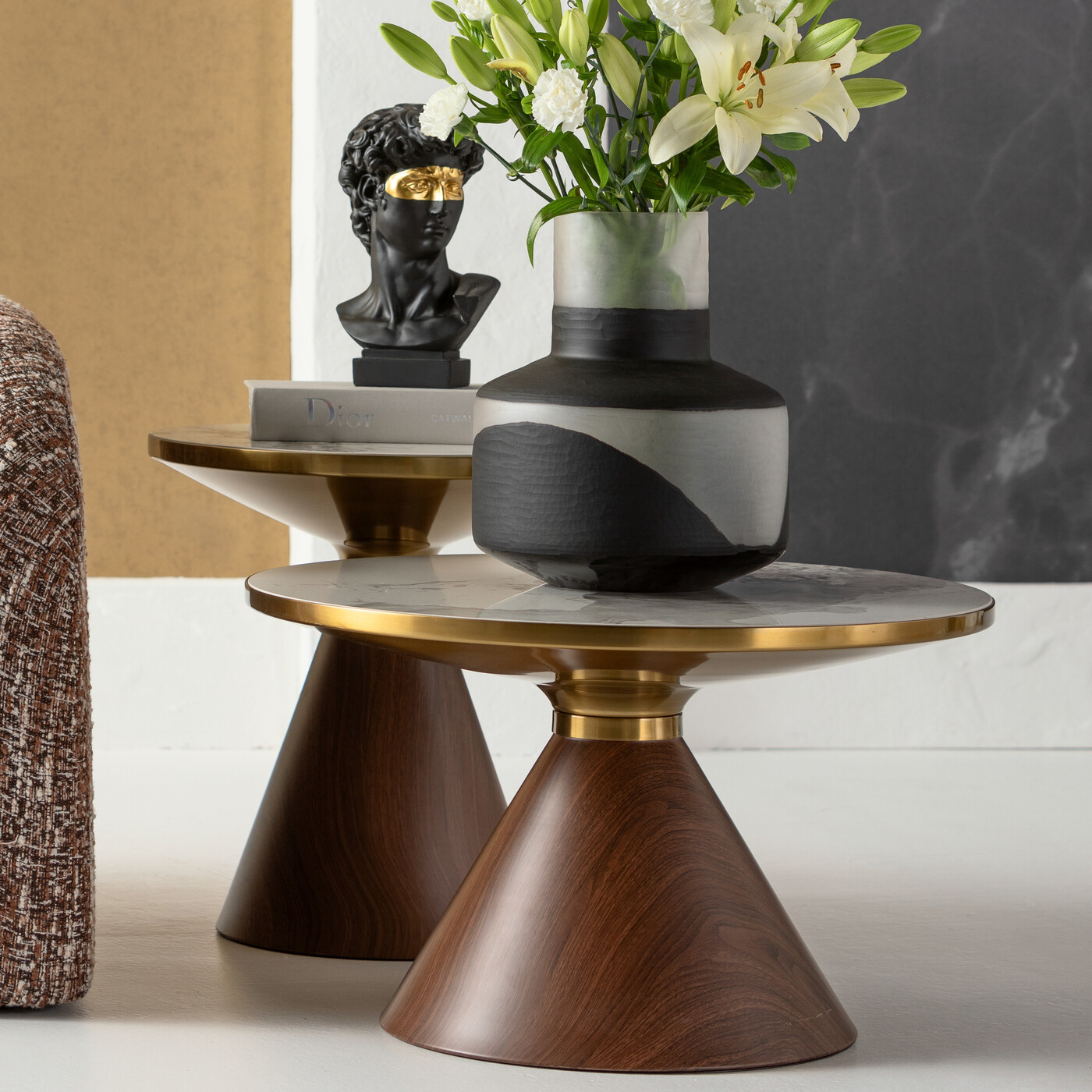 Стол кофейный Cono Marble Ø50 см от KARE Design