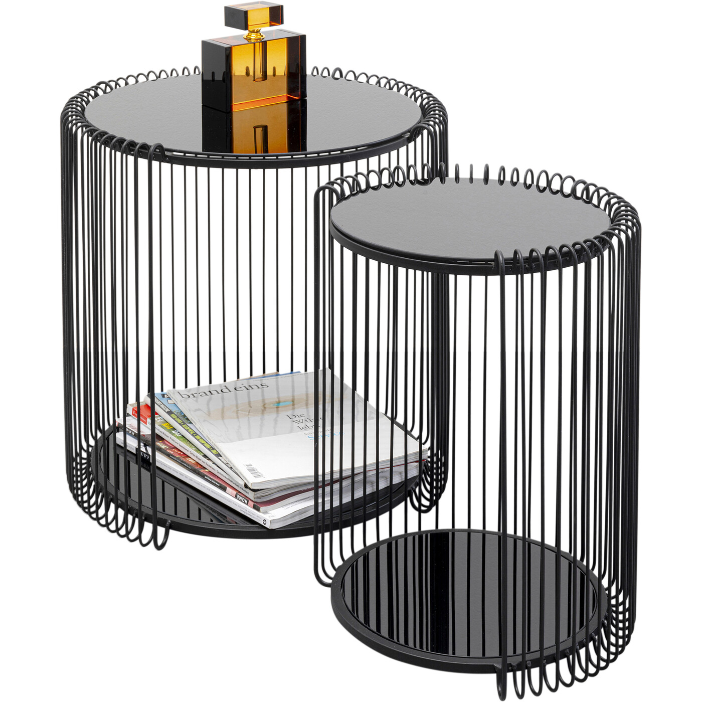 Стол приставной Wire Cut Out Black Ø45 см (2 шт) от KARE Design