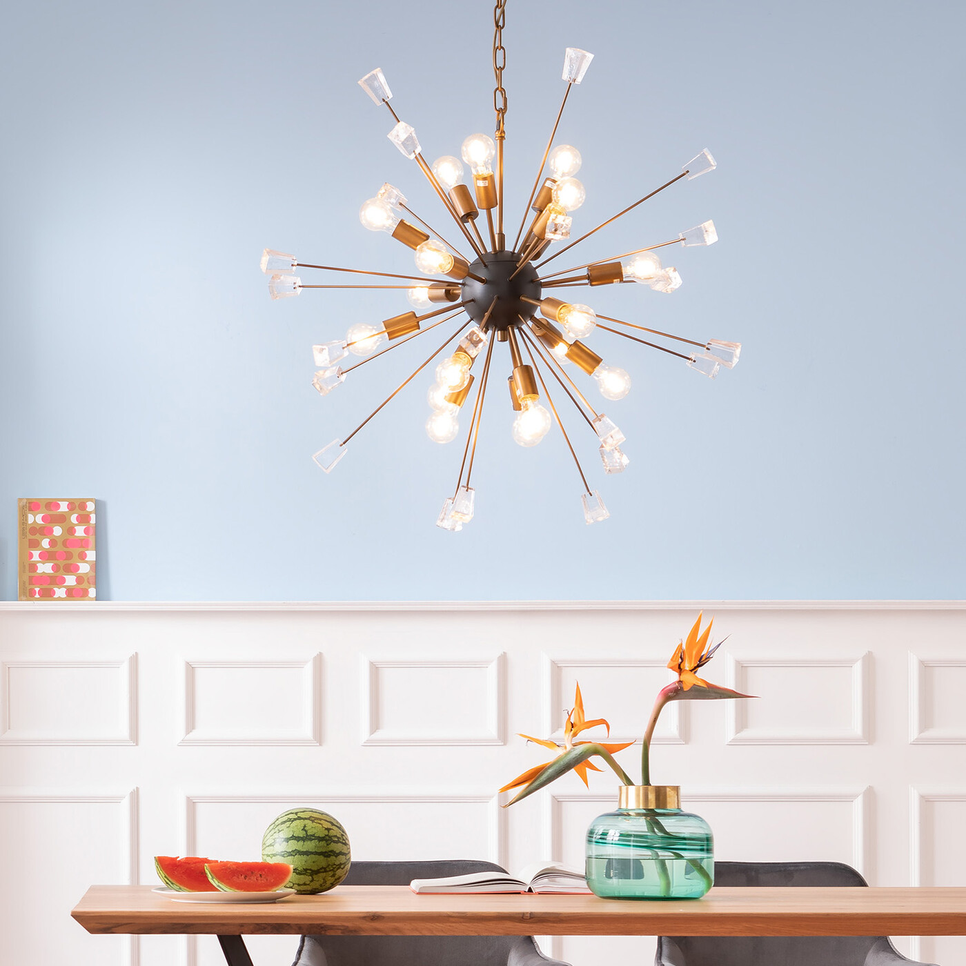 Светильник подвесной Crystal Bomb Brass Ø93 см от KARE Design