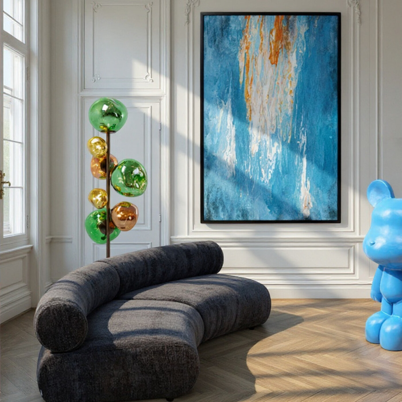 Картина в раме Artistas Blue «Абстракция» 120x180 см, Синий от KARE Design