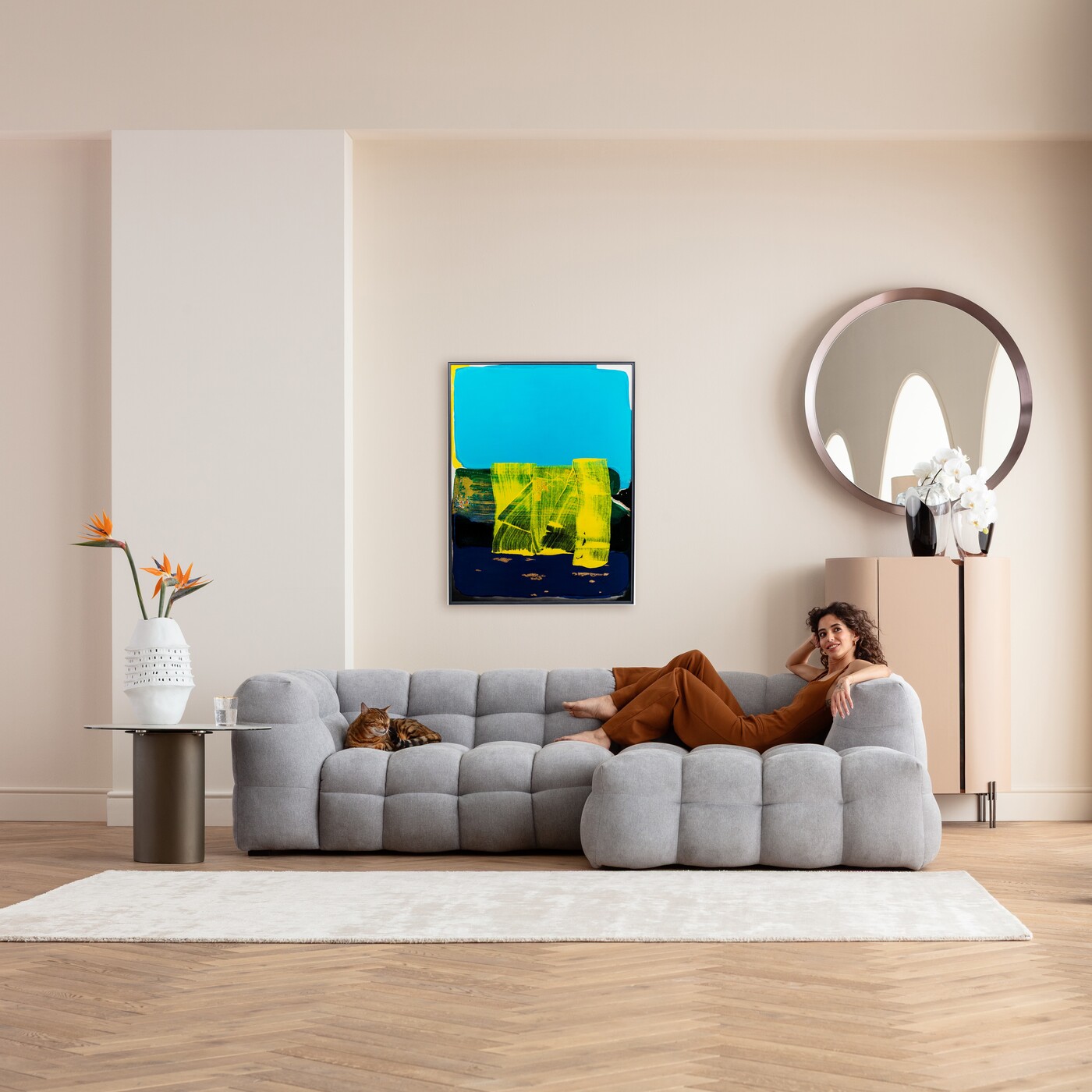 Картина в раме Abstract High Gloss Blue «Абстракция» 120x160 см, Синий от KARE Design