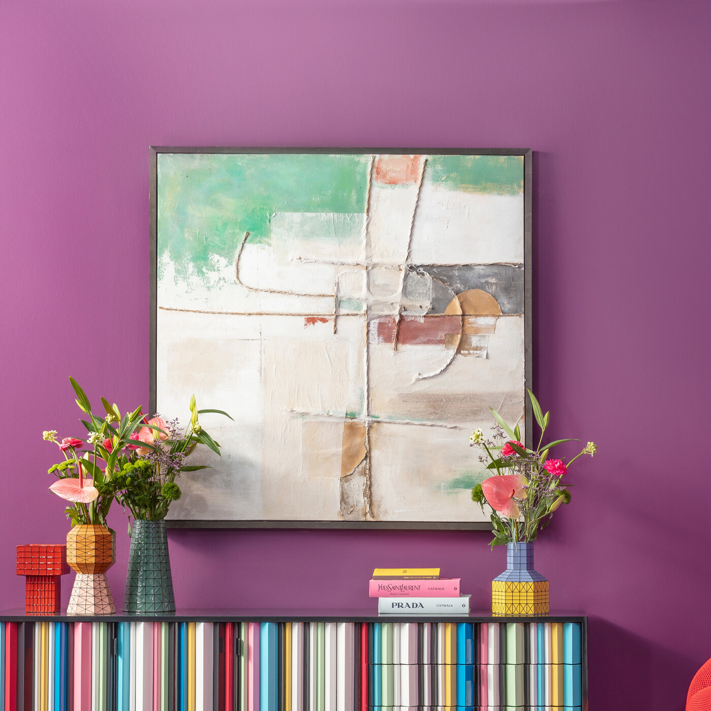 Картина в раме Dust Green «Абстракция» 120x120 см, Зелёный от KARE Design
