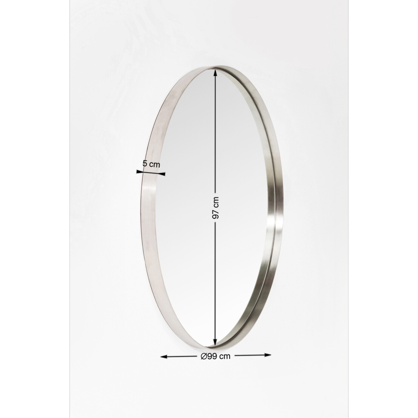 Зеркало Curve Round Stainless Steel Ø100 см от KARE Design