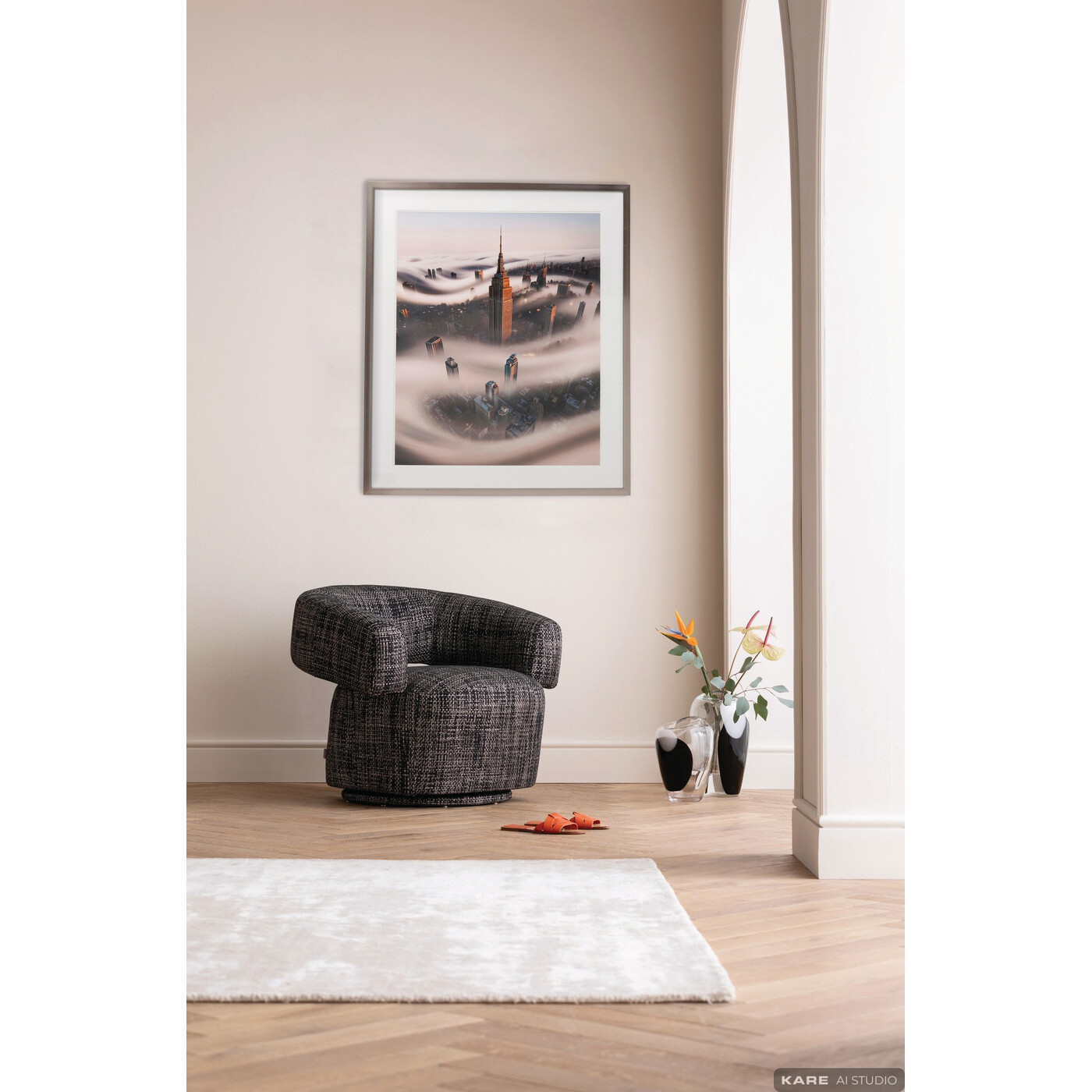 Картина в раме NY Storm «Нью-Йорк в тумане» 90x100 см от KARE Design