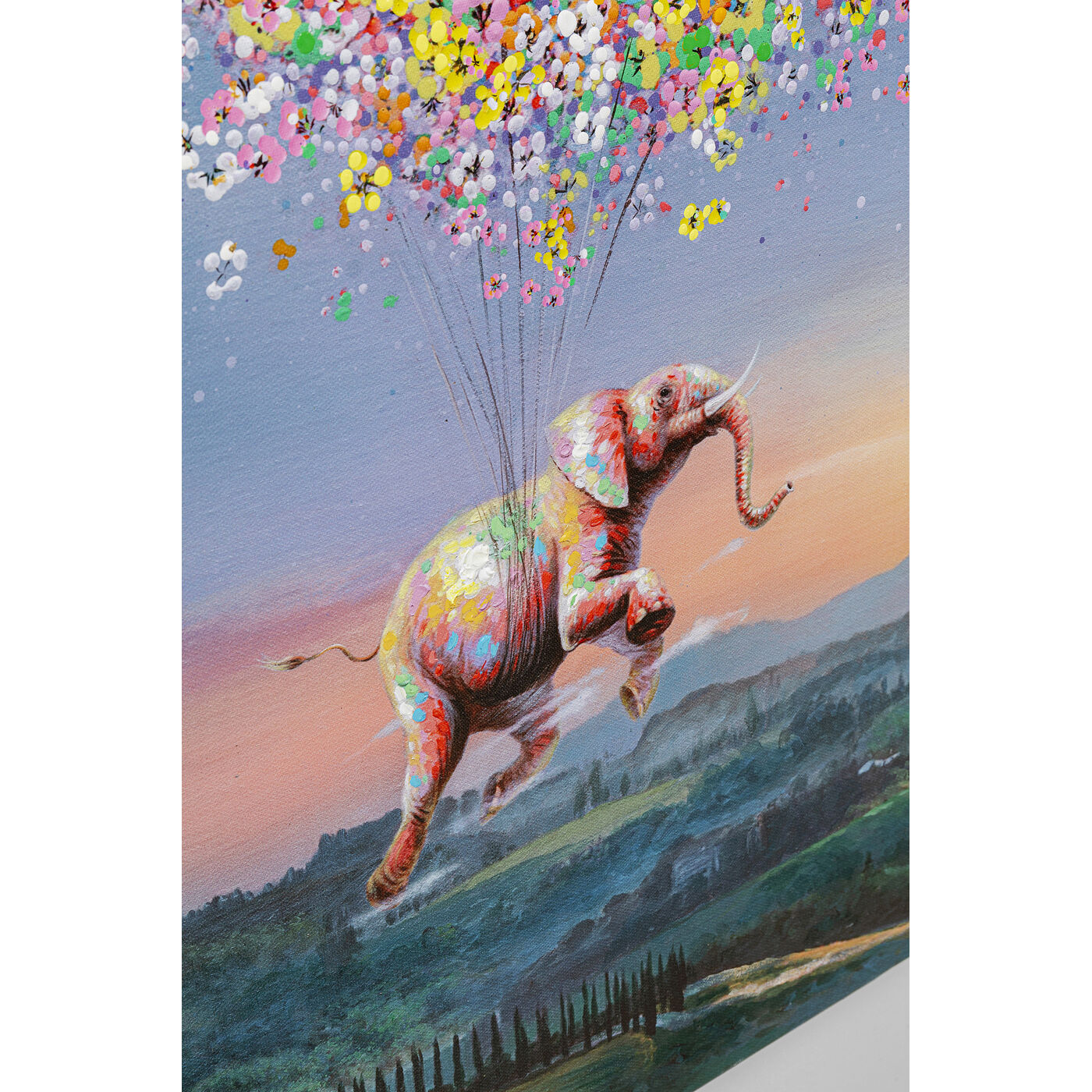 Картина на холсте Flying Elephant At Night «Летящий слон ночью» 120x160 см от KARE Design
