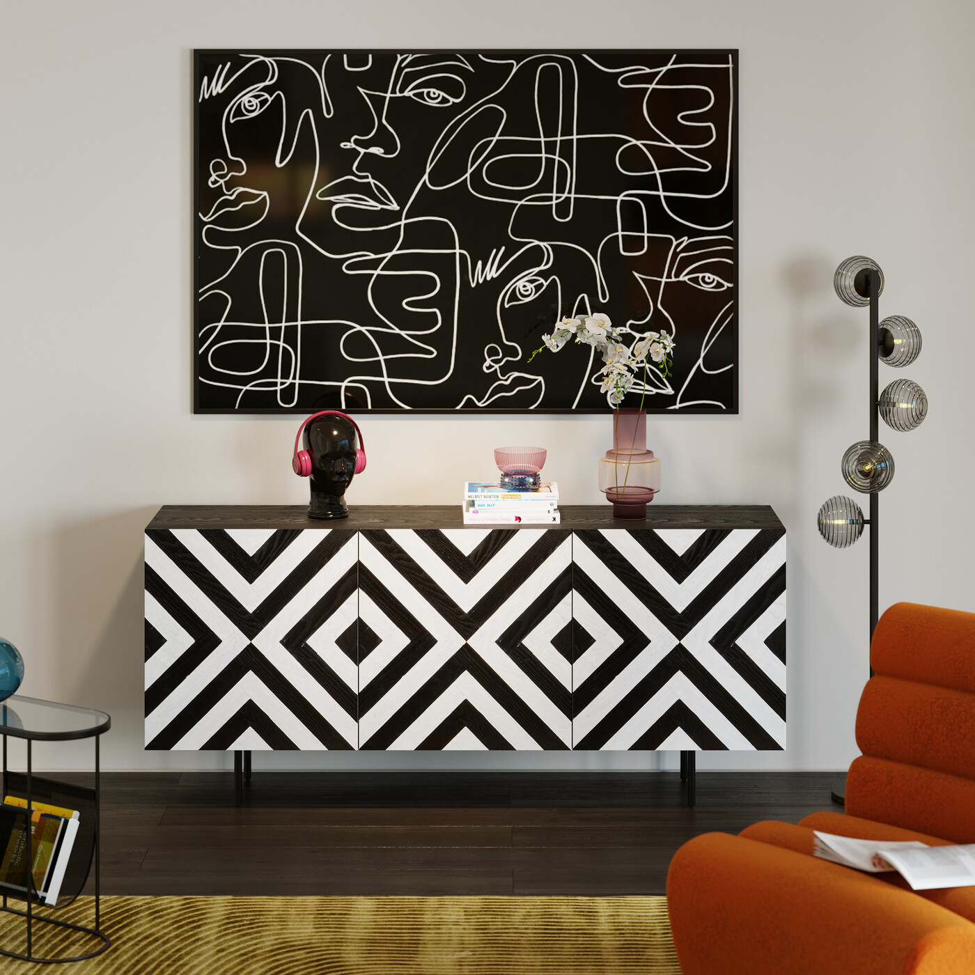 Картина в раме Faccia Arte Drawing «Лица» 150x100 см от KARE Design