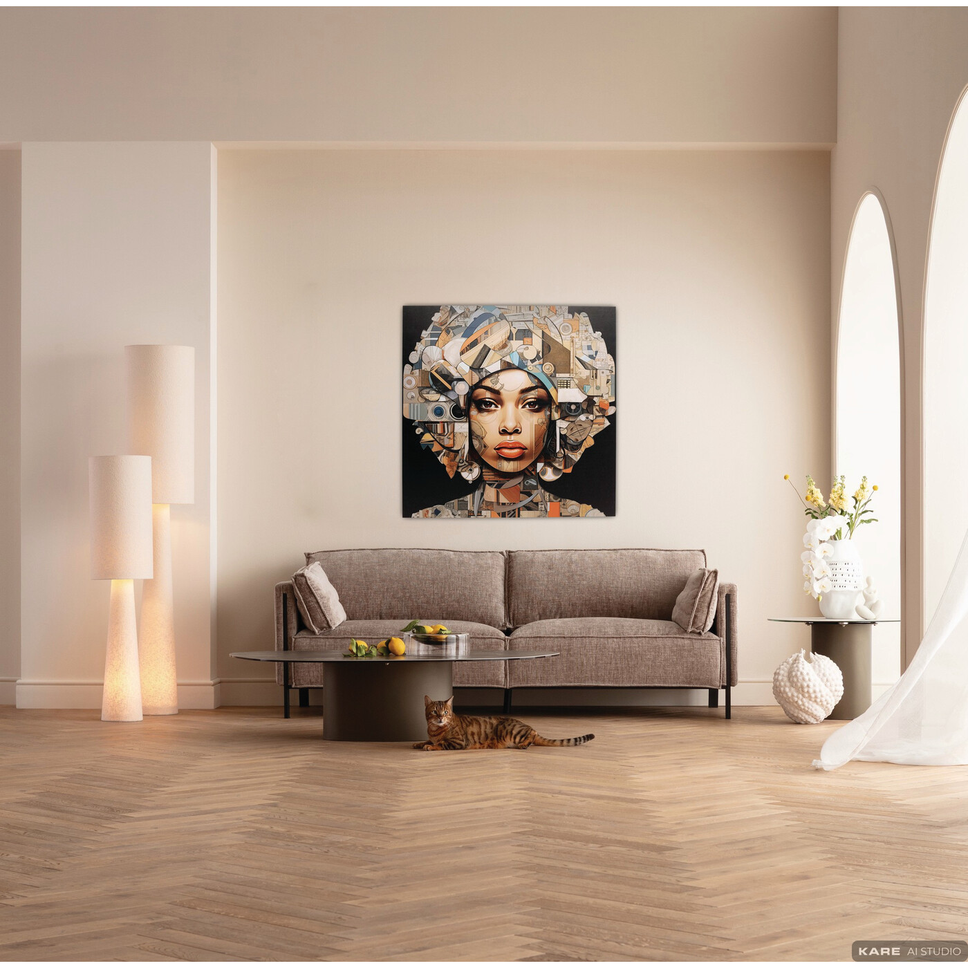 Картина стеклянная 3D Art Geo Woman «Геометрический женский портрет» 80x80 см от KARE Design