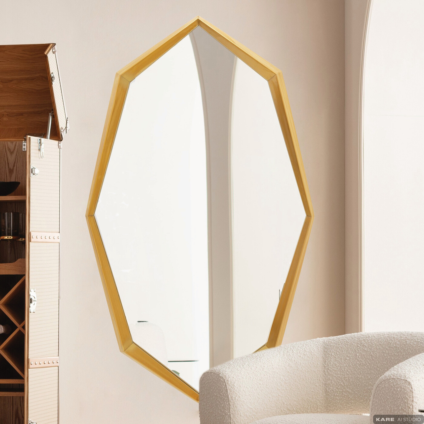 Зеркало настенное Octagon Gold 90x150cm от KARE Design
