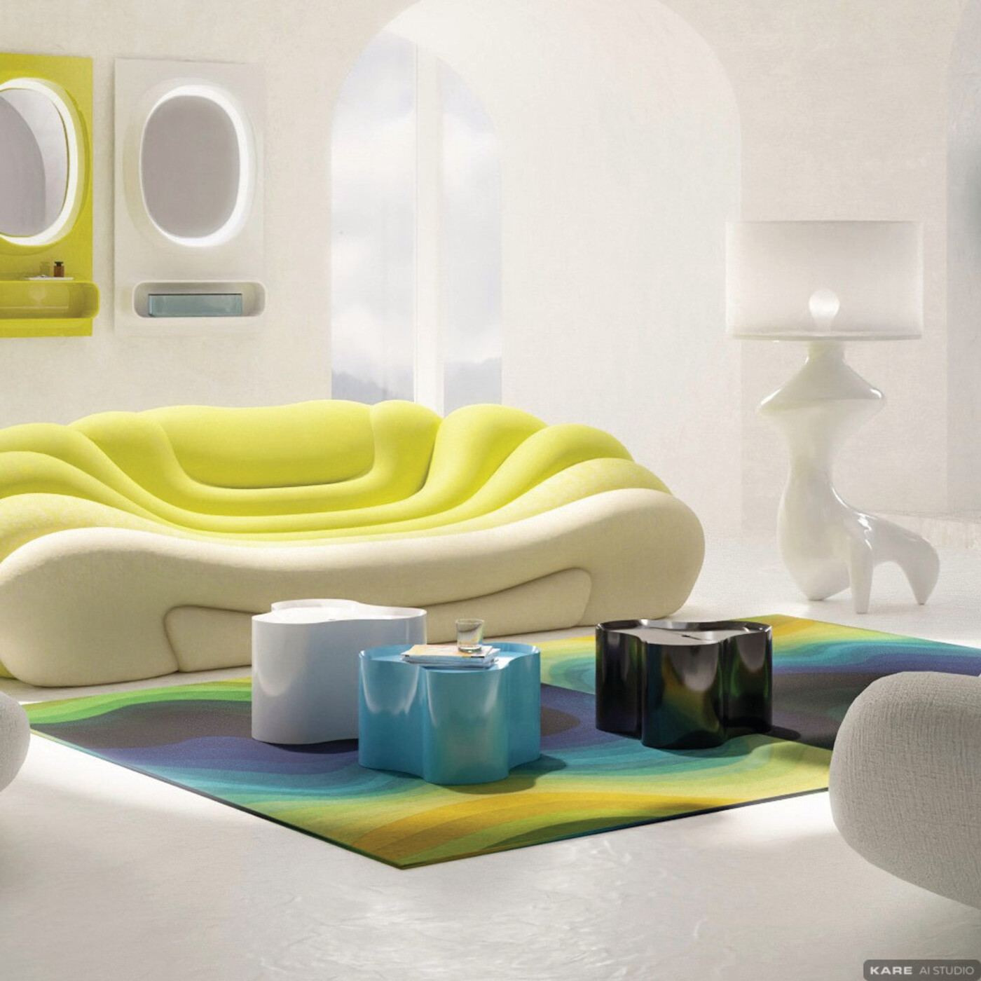 Стол приставной KARE x Karim Rashid Lotus Light Blue 30 см от KARE Design