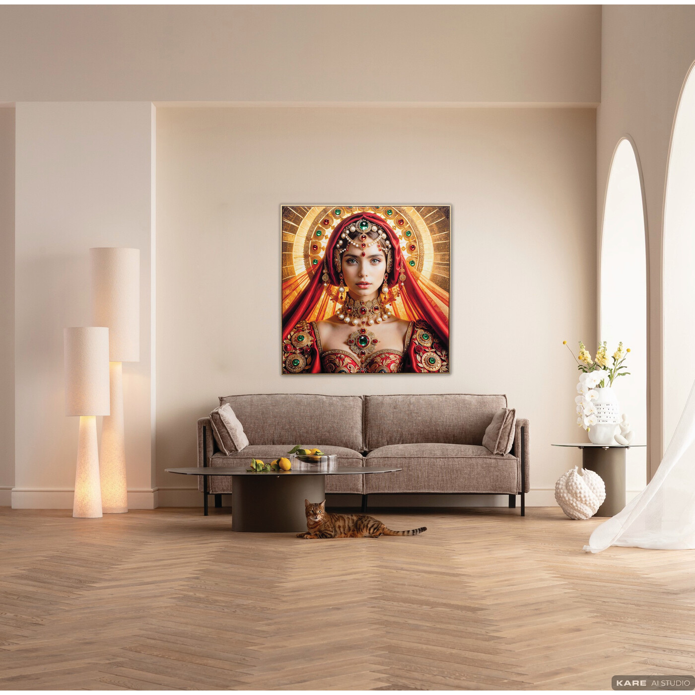 Картина в раме Muse Halo Lady «Дама с нимбом» 100x100 см от KARE Design