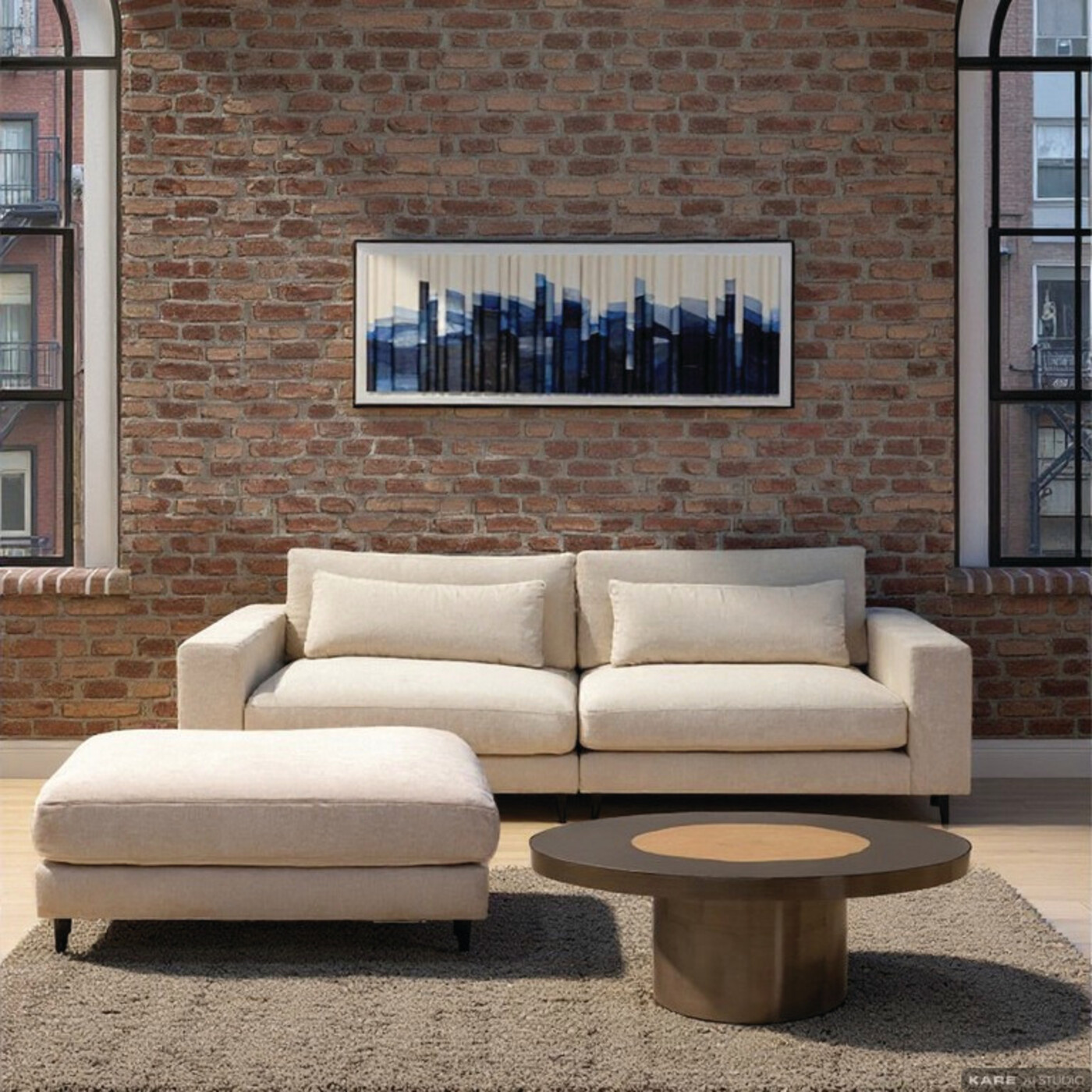 Картина в раме Shadow Skyline Blue «Силуэт города» 160x60 см, Синий от KARE Design