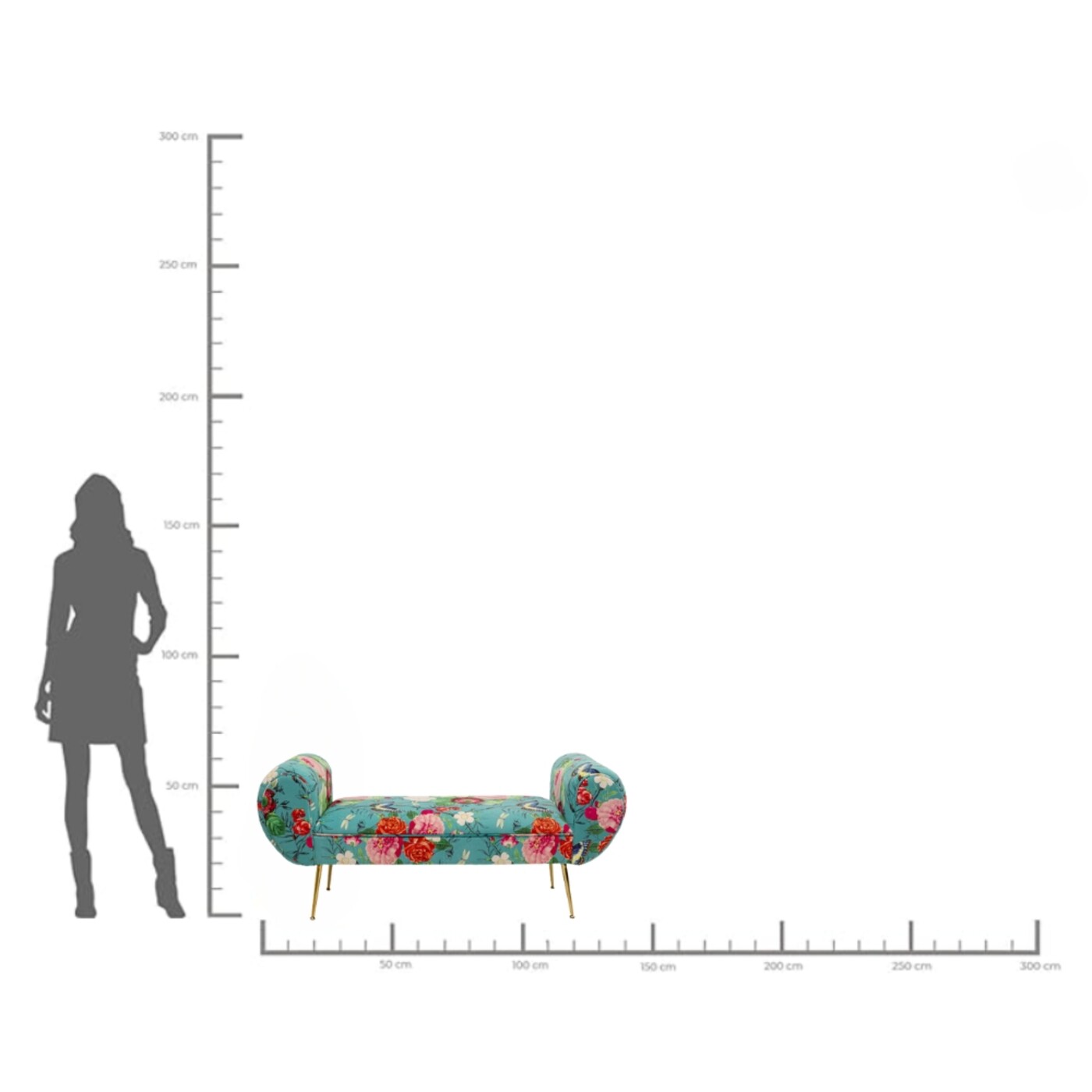 Скамья Trono Flower Fever Blue 140cm от KARE Design