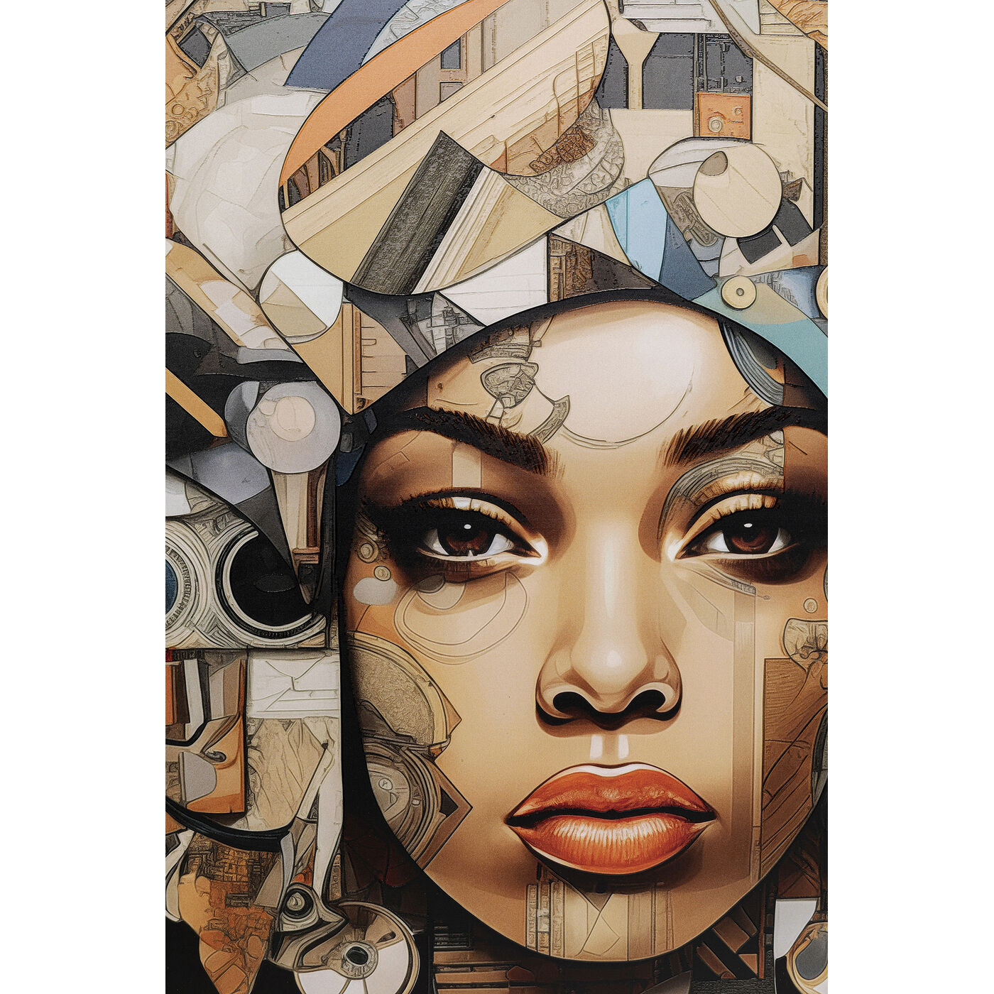 Картина стеклянная Art Geo Women 3D «Геометрический женский портрет» 120x120 см от KARE Design