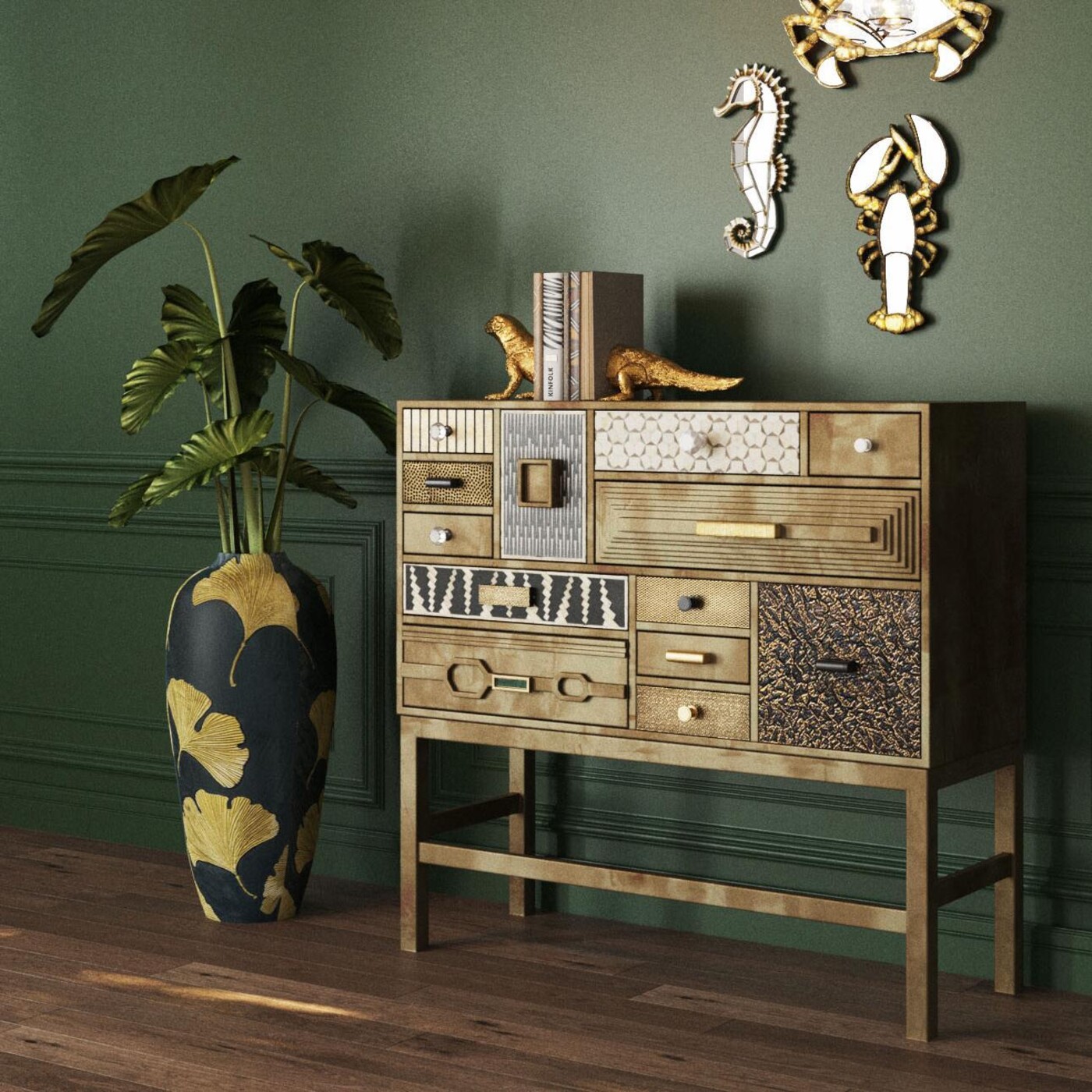Комод высокий Chalet Gold 13 ящиков от KARE Design