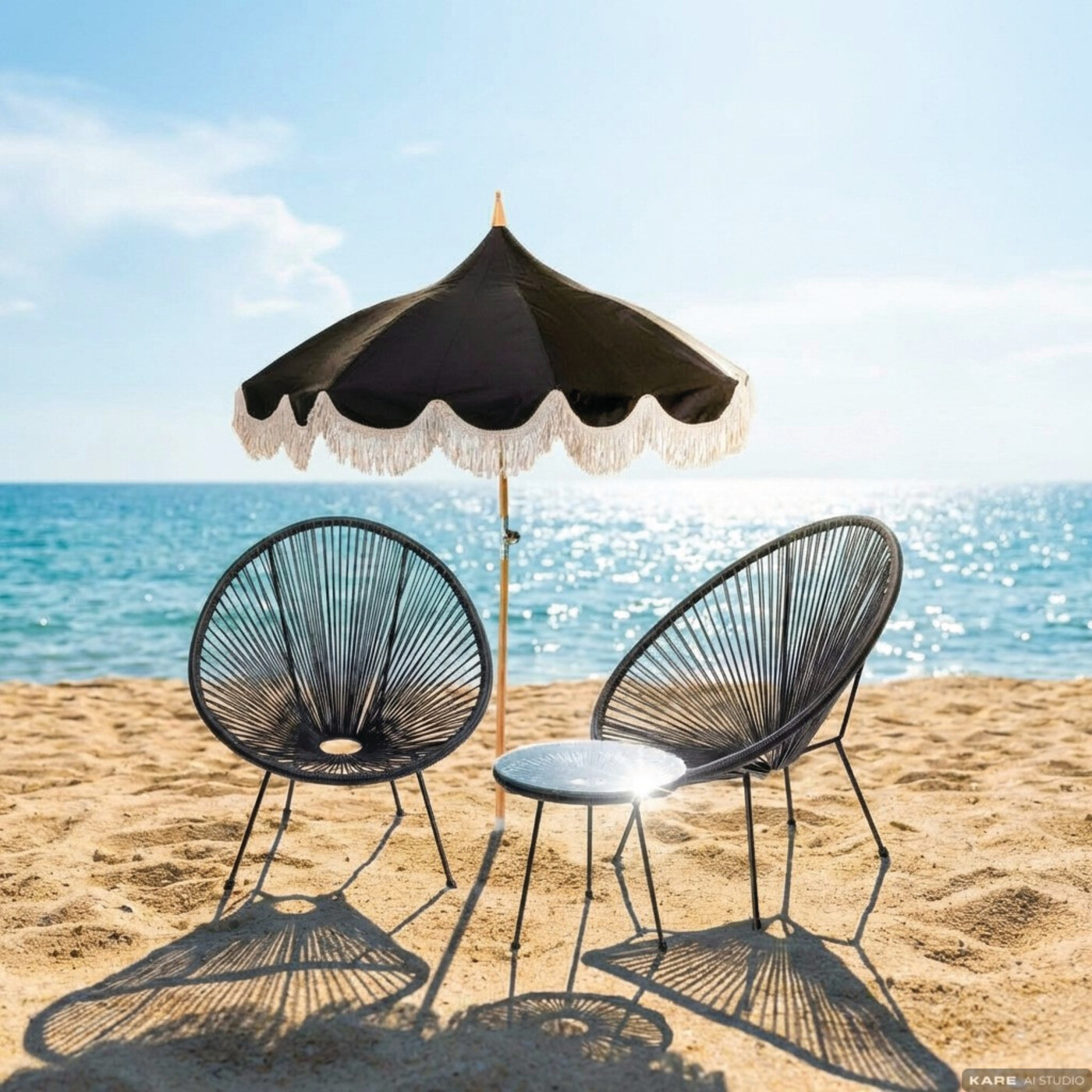 Комлект кресло + столик Acapulco Black (2 предмета) от KARE Design