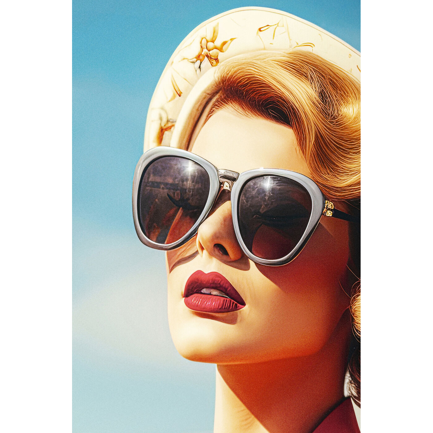 Картина в раме LED Jetset Pose Lady «Женщина у самолёта» 120x80 см от KARE Design