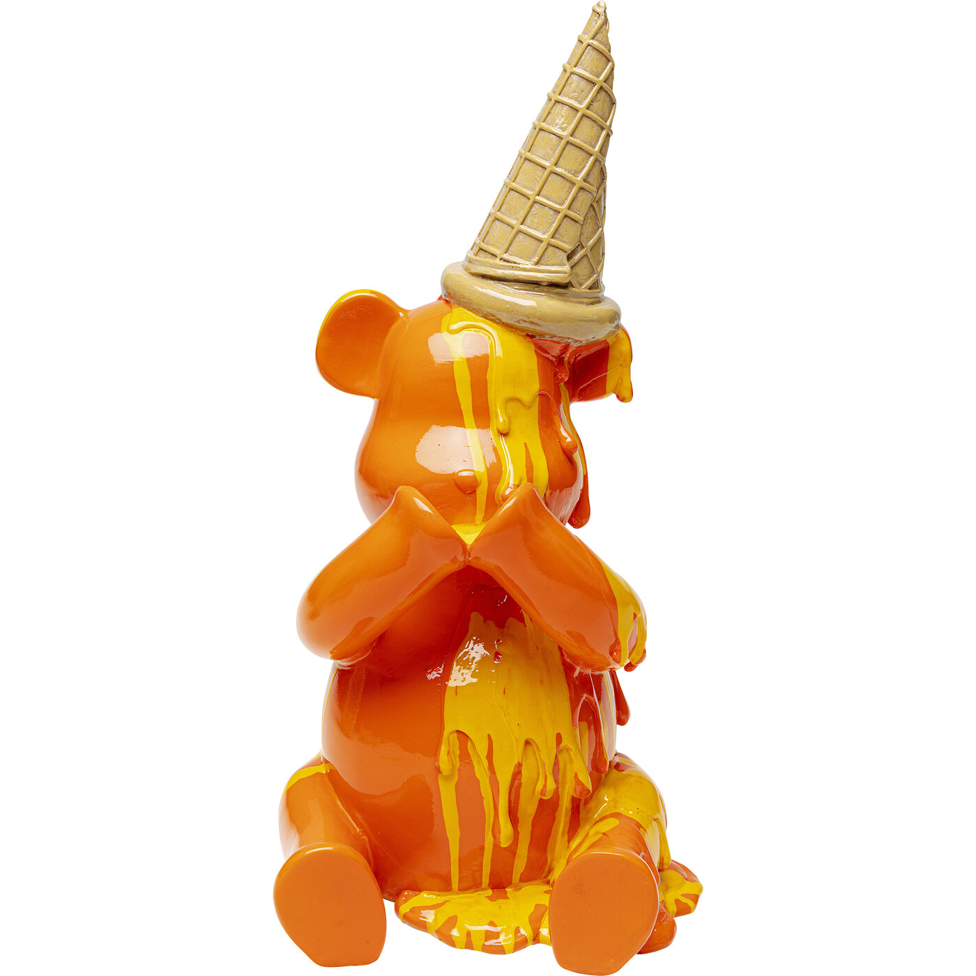 Фигура декоративная Sitting Gelato Bear «Сидячий мишка с мороженым» 37 см, Оранжевый от KARE Design