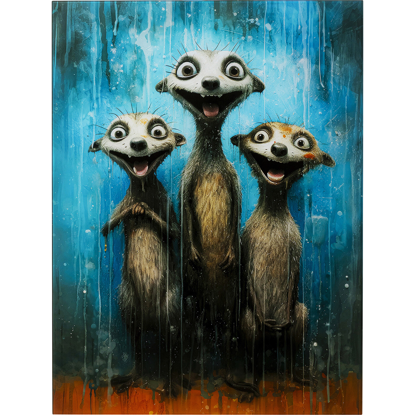 Картина стеклянная Singing Meerkats «Поющие сурикаты» 60x80 см от KARE Design