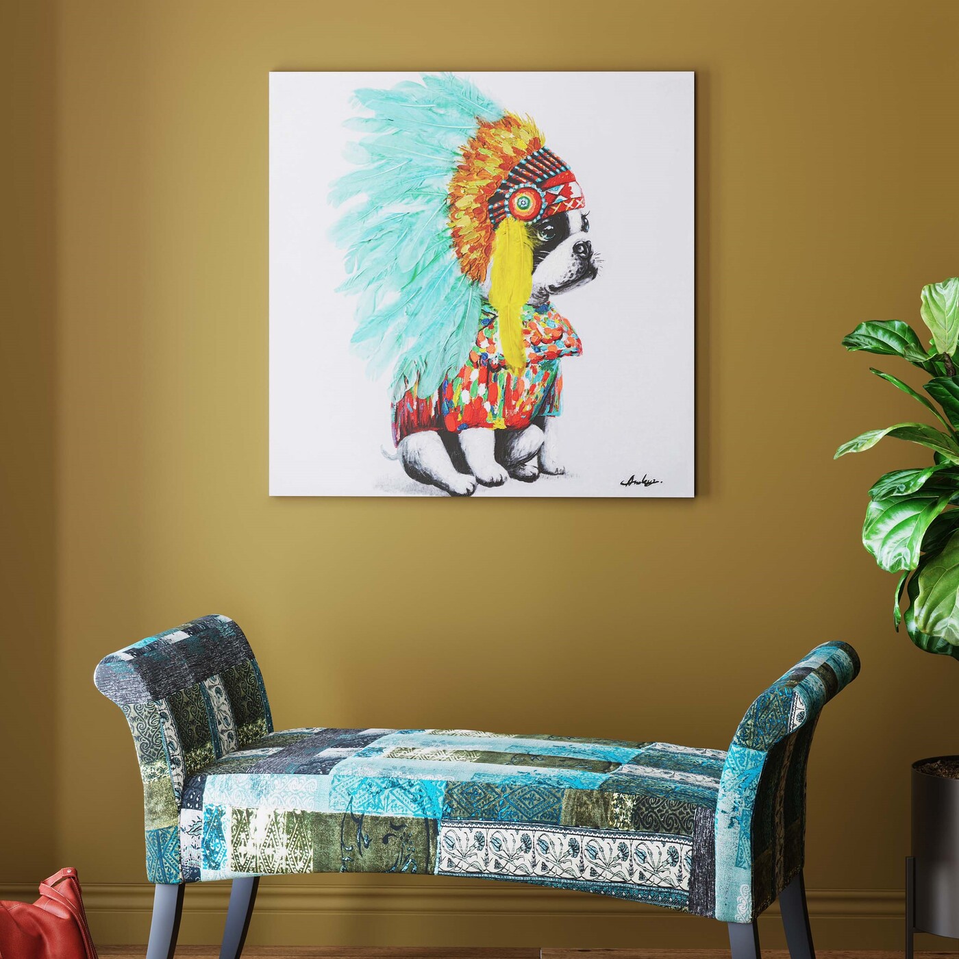 Картина Headdress Dog «Собака в головном уборе» 80x80 см от KARE Design